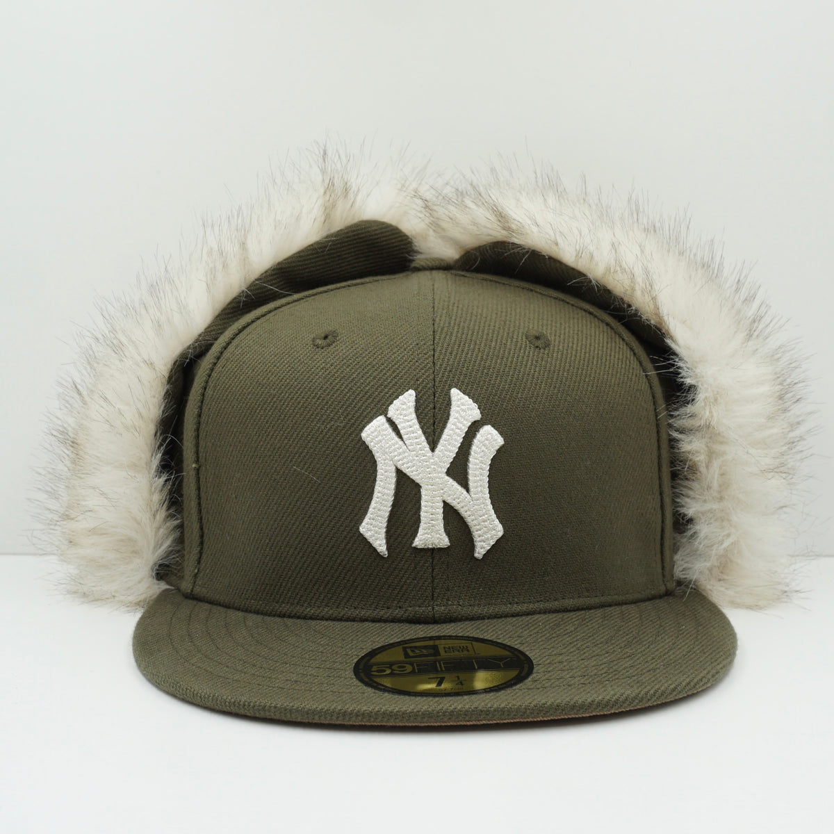 New Era New York Yankees Embroidered Logo Green Dogear Winter Fitted Cap