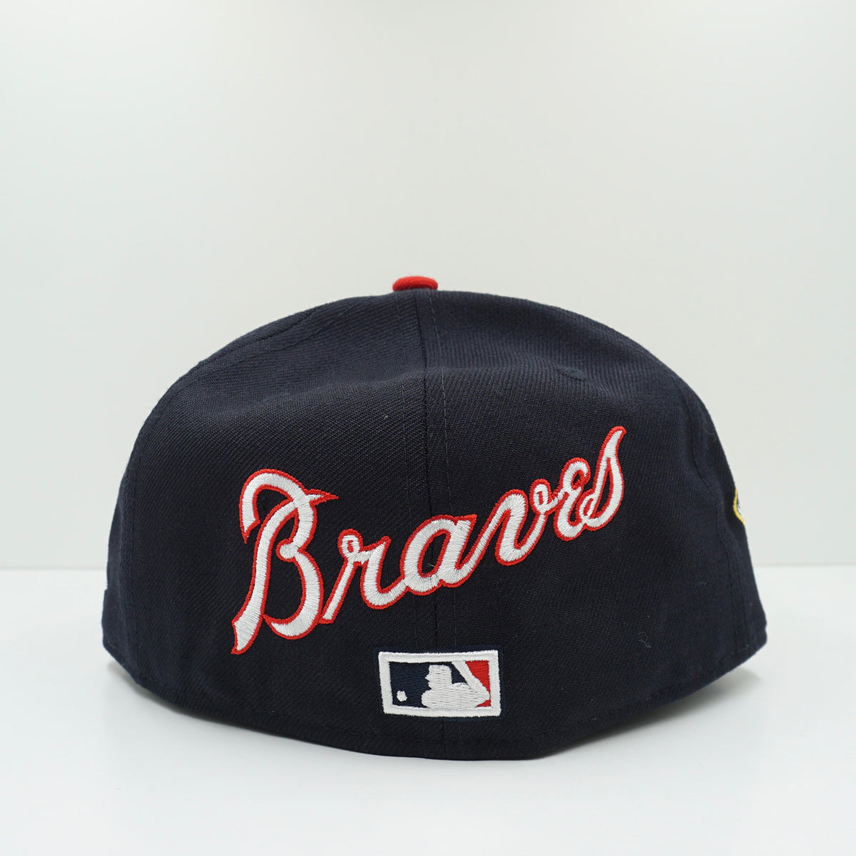 New Era Atlanta Braves Navy Red Script Logo Fitted Cap