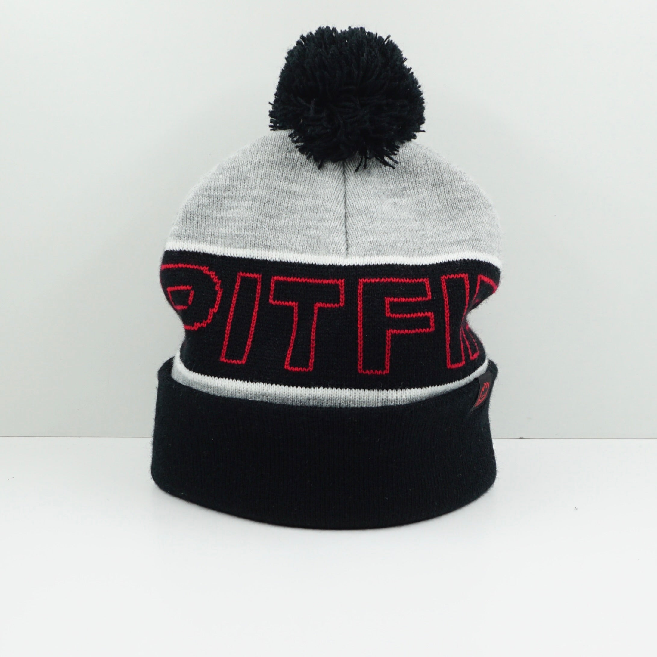 Spitfire Black Grey Pom Beanie