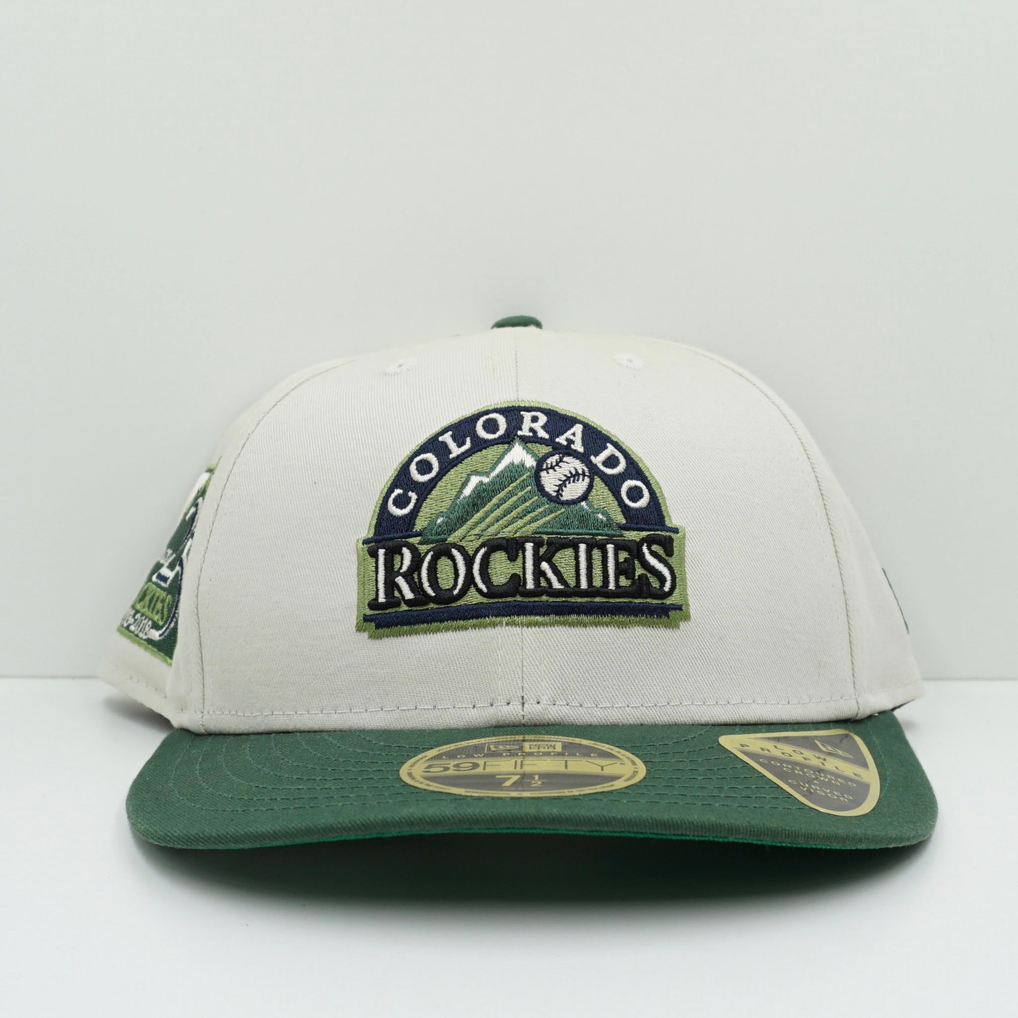 New Era Colorado Rockies Beige Green Low Profile Fitted Cap