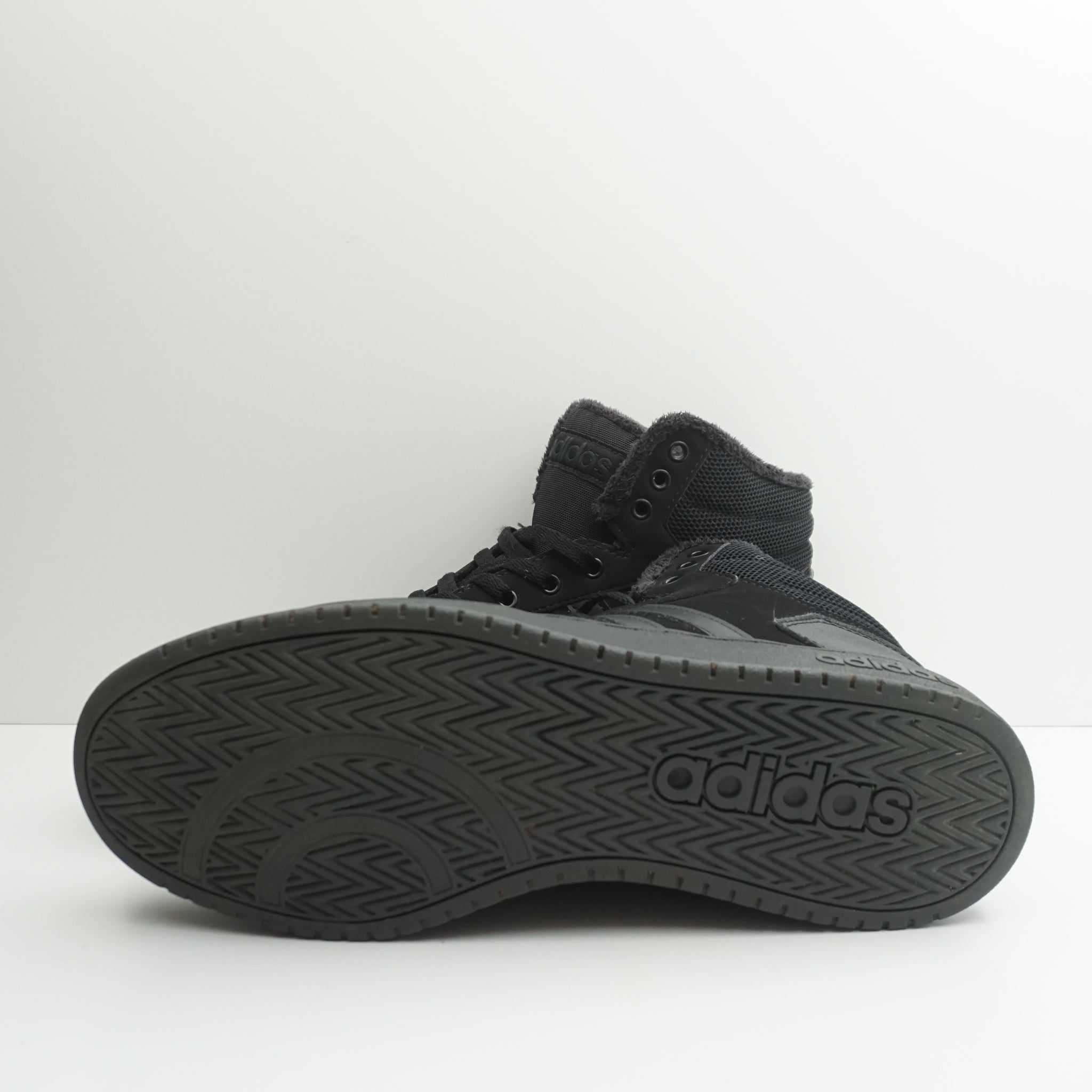 Adidas Hoops 2.0 Mid Triple Black Tumbled Stripes