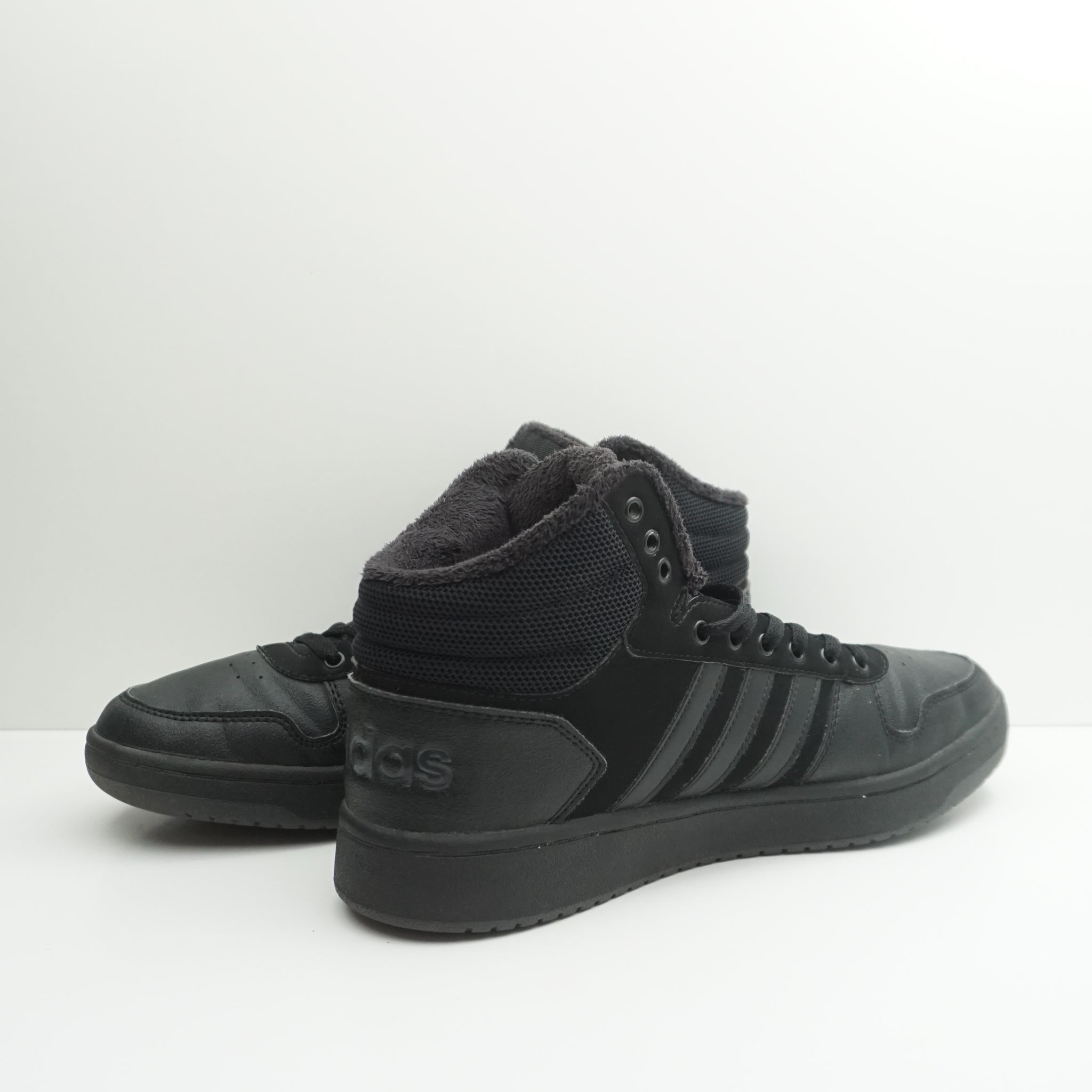 Adidas Hoops 2.0 Mid Triple Black Tumbled Stripes