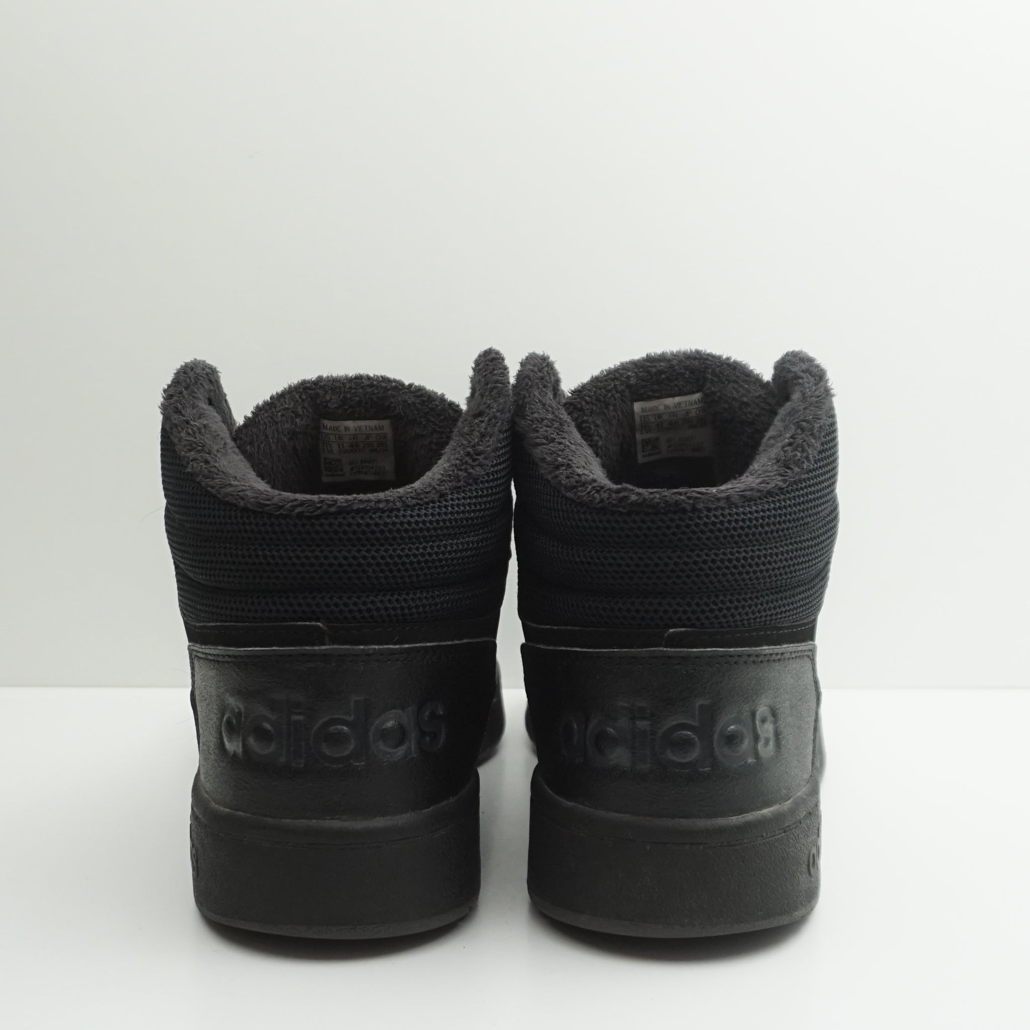 Adidas Hoops 2.0 Mid Triple Black Tumbled Stripes