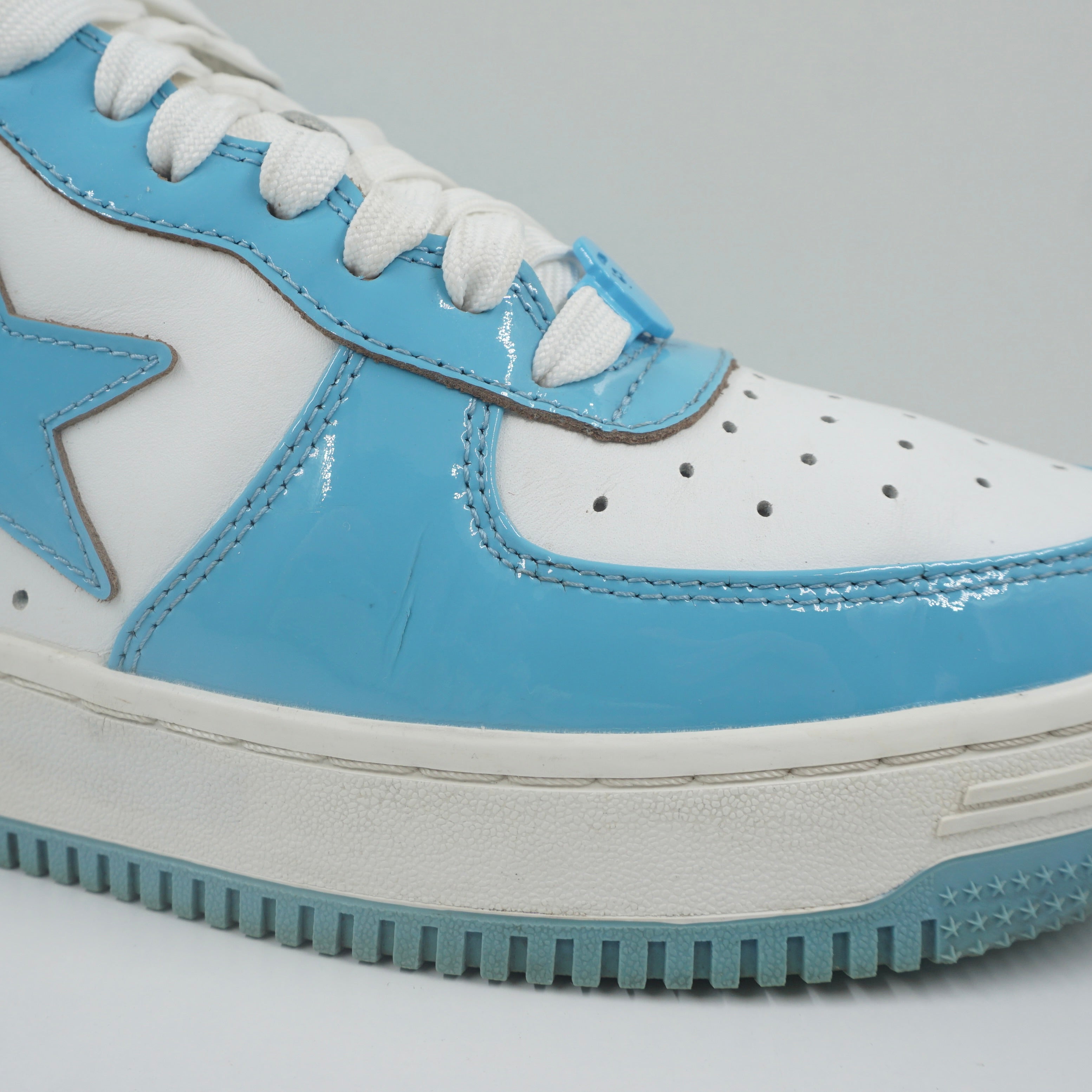 A Bathing Ape Bape Sta Patent Leather Blue White