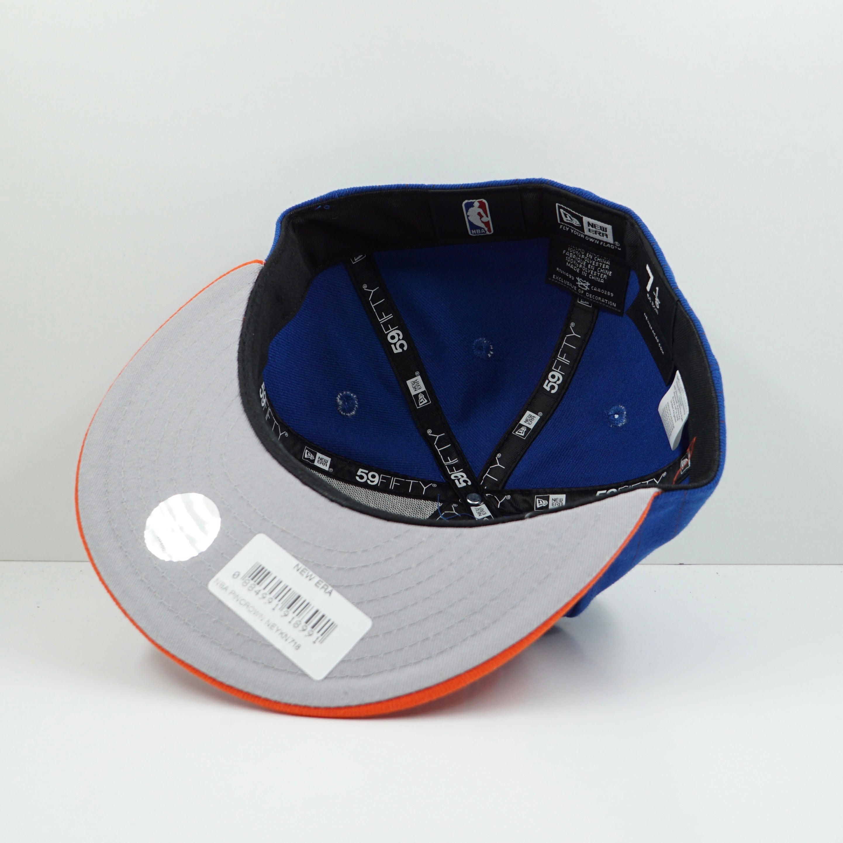 New Era New York Knicks Pinstripe Blue Orange Fitted Cap