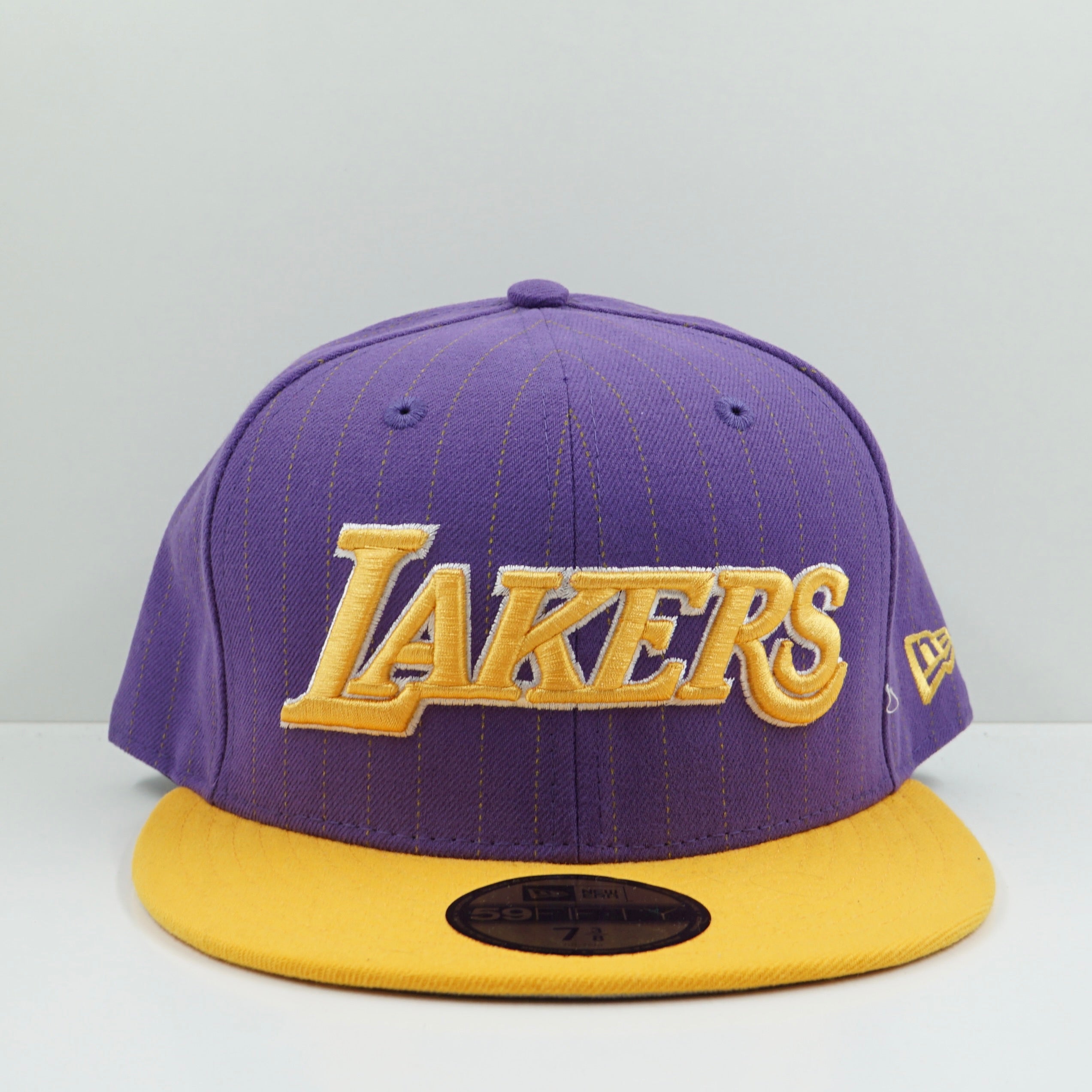 New Era Los Angeles Lakers Purple Yellow Pinstripe Fitted Cap