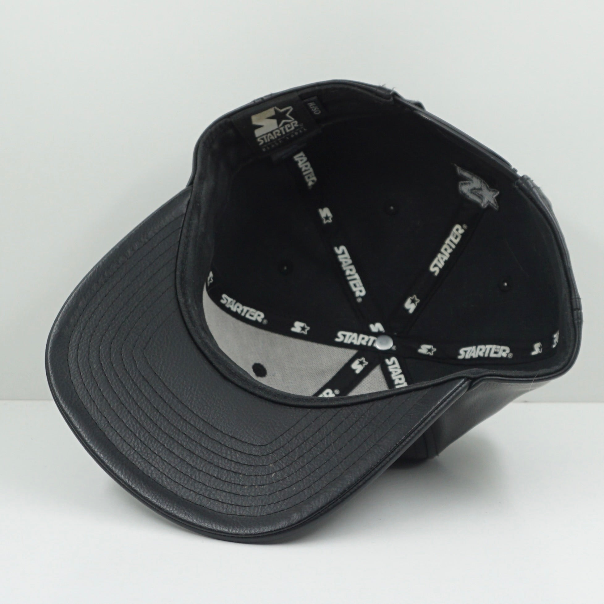 Starter Black Leather Snapback Cap