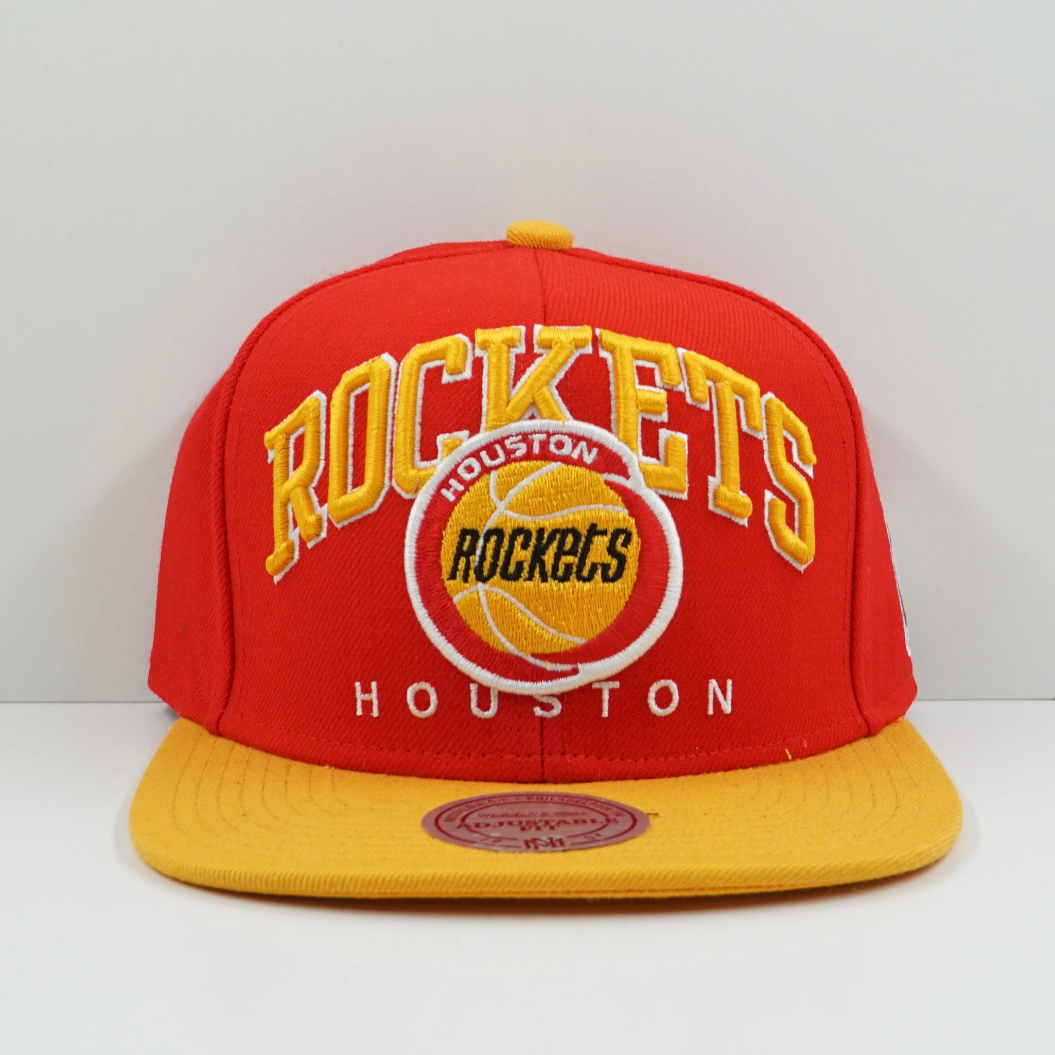 Mitchell & Ness Huston Rockets Red Yellow Snapback Cap