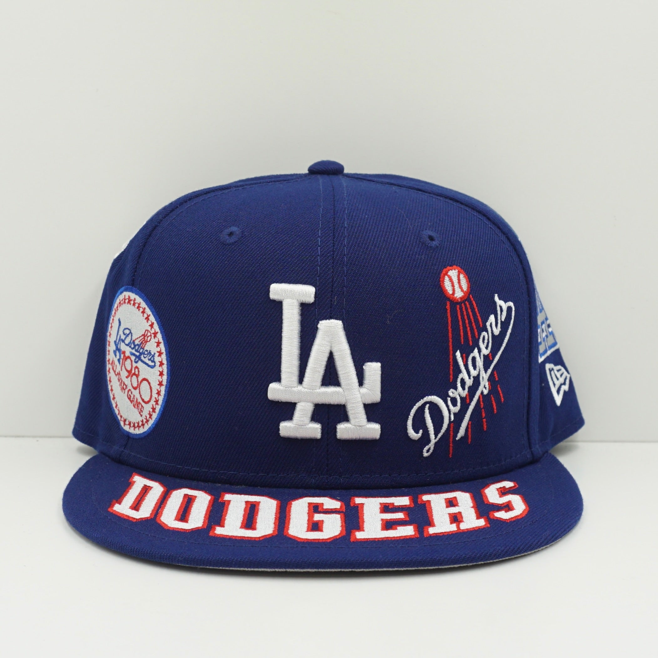 New Era Cooperstown Los Angeles Dodgers All Over Logo Blue White Fitted Cap