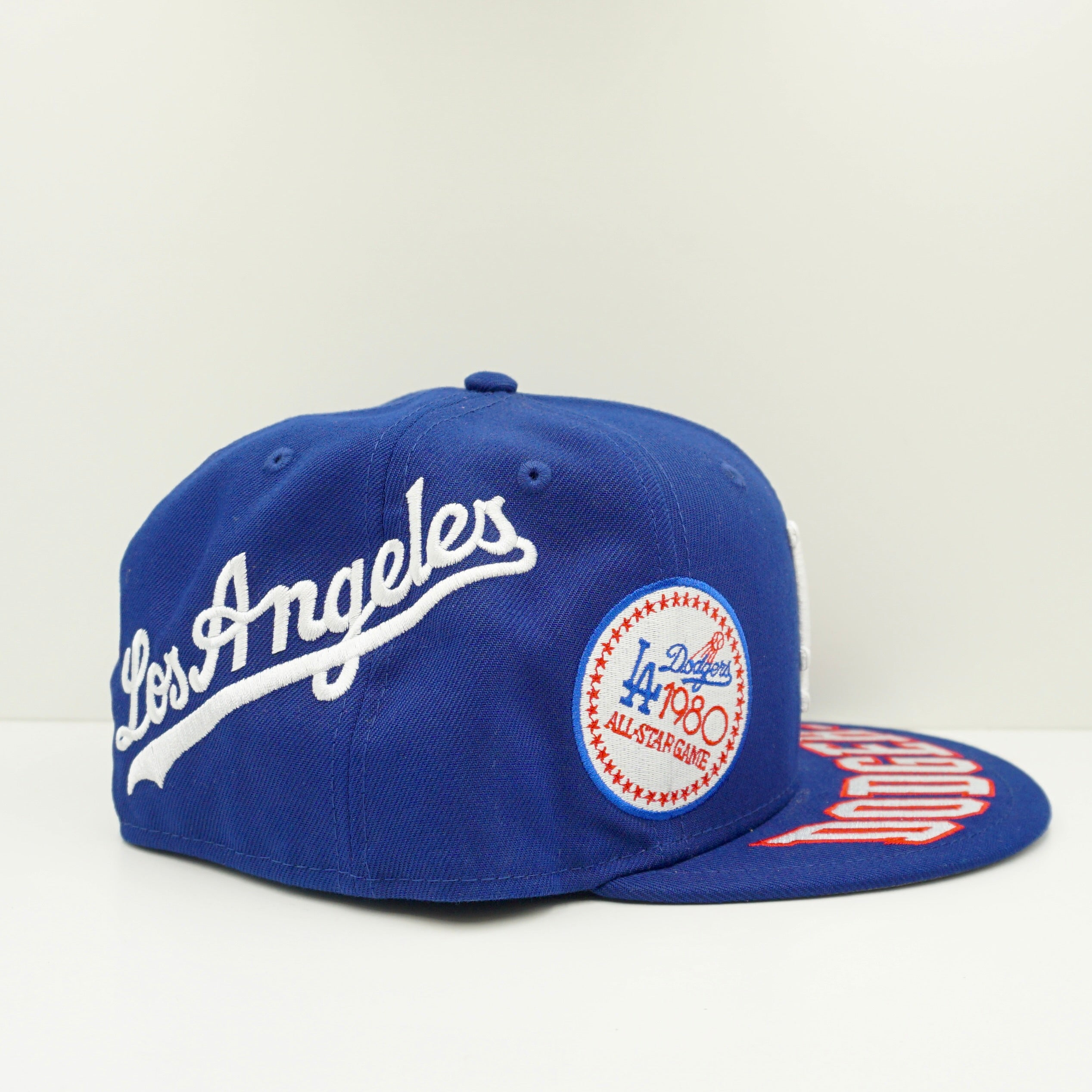 New Era Cooperstown Los Angeles Dodgers All Over Logo Blue White Fitted Cap