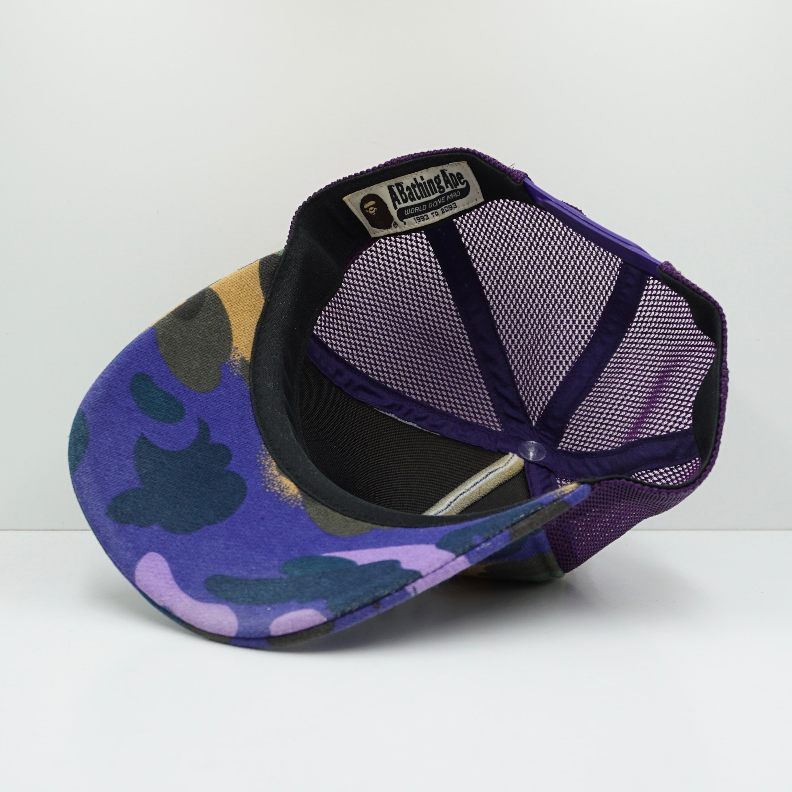 Bape x Heron Preston SS22 Mix 1st Camo Purple Mesh Snapback Cap