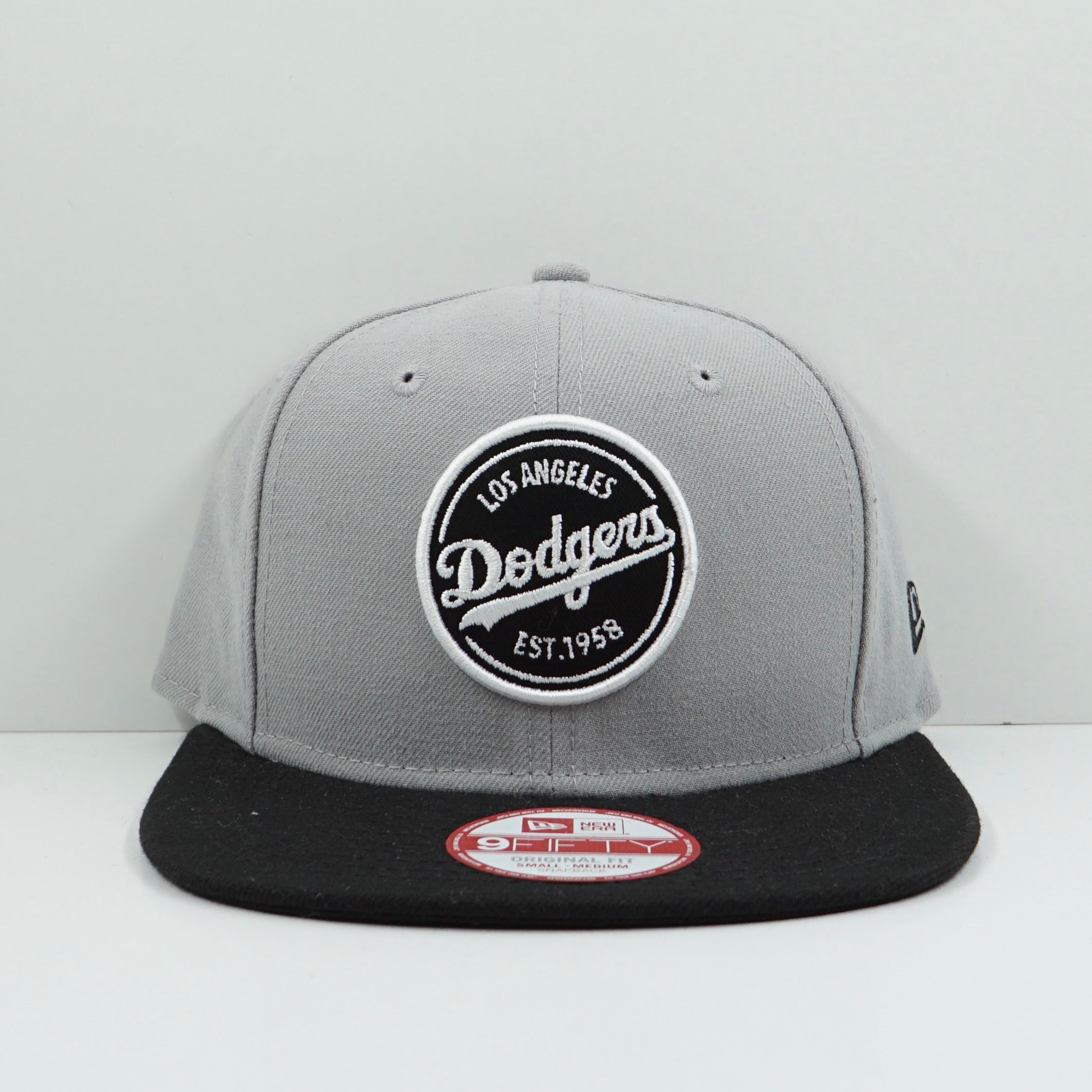 New Era Los Angeles Dodgers Grey Black Brim Snapback Cap