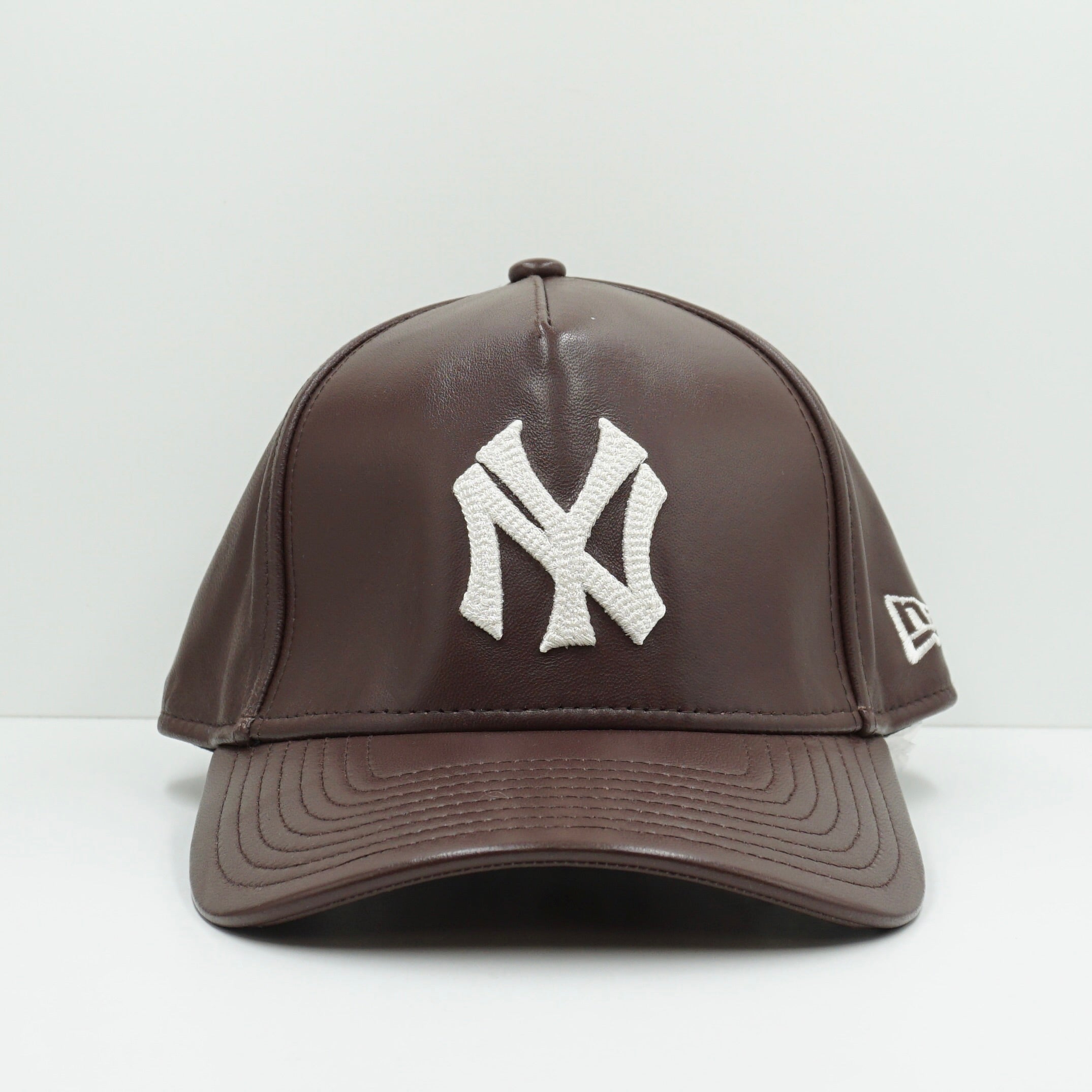 New Era New York Yankees Stitched Logo Brown Leather Adjustable Cap