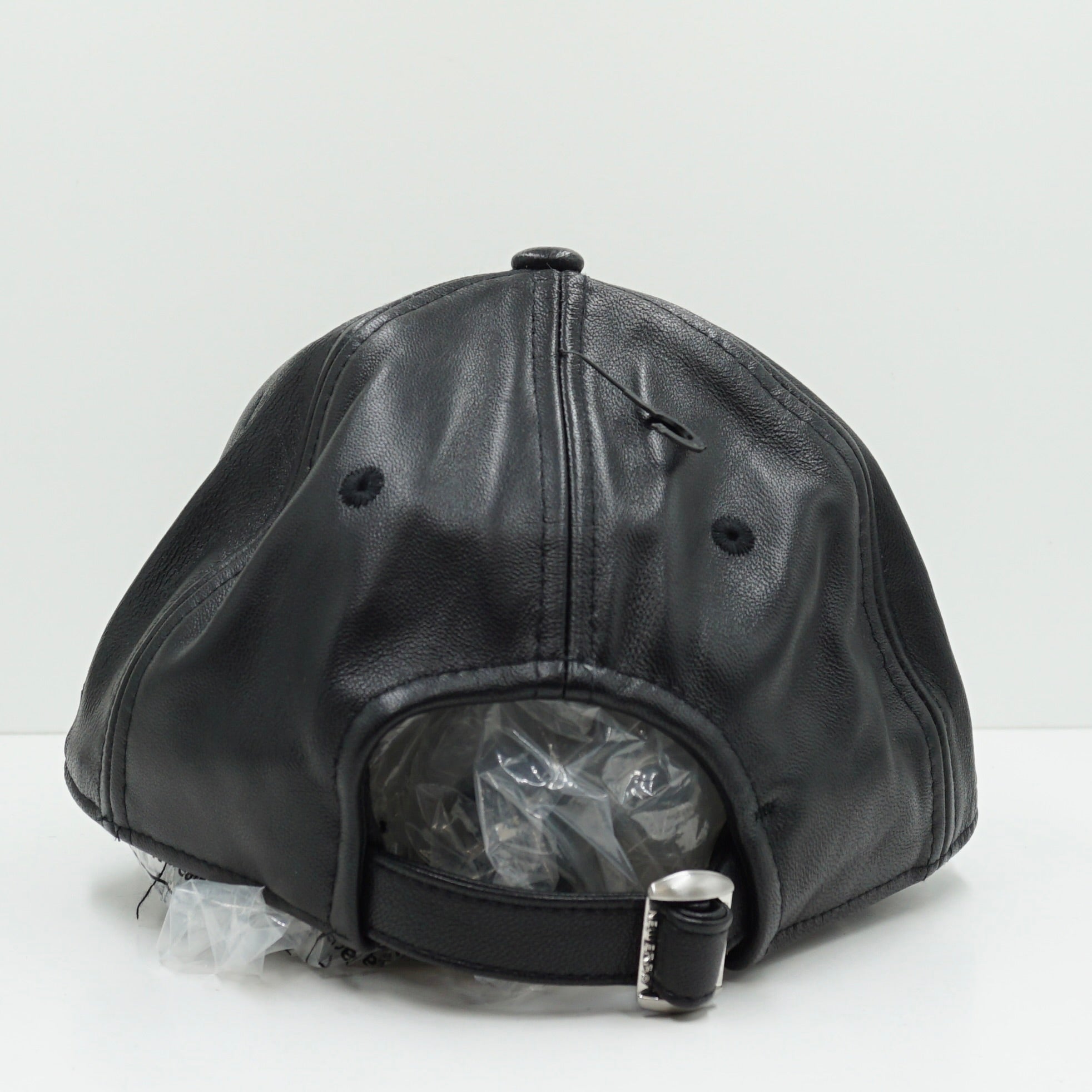 New Era Black Logo Leather Adjustable Cap (W)