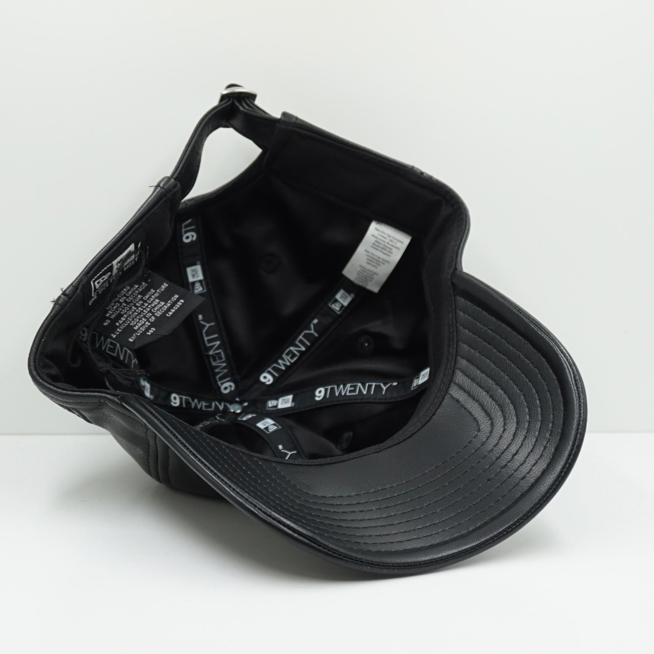 New Era Black Logo Leather Adjustable Cap (W)