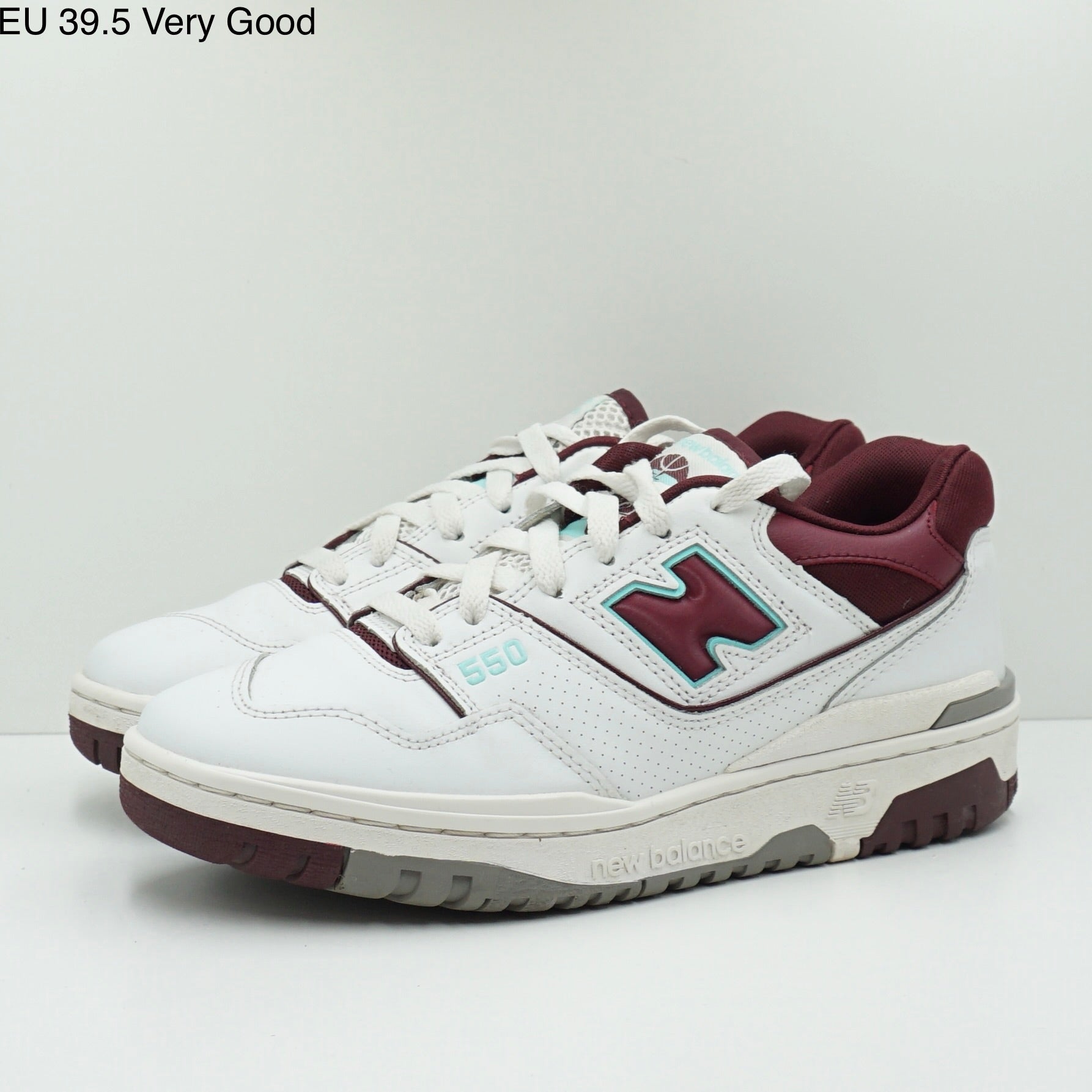 New Balance 550 White Burgundy Cyan