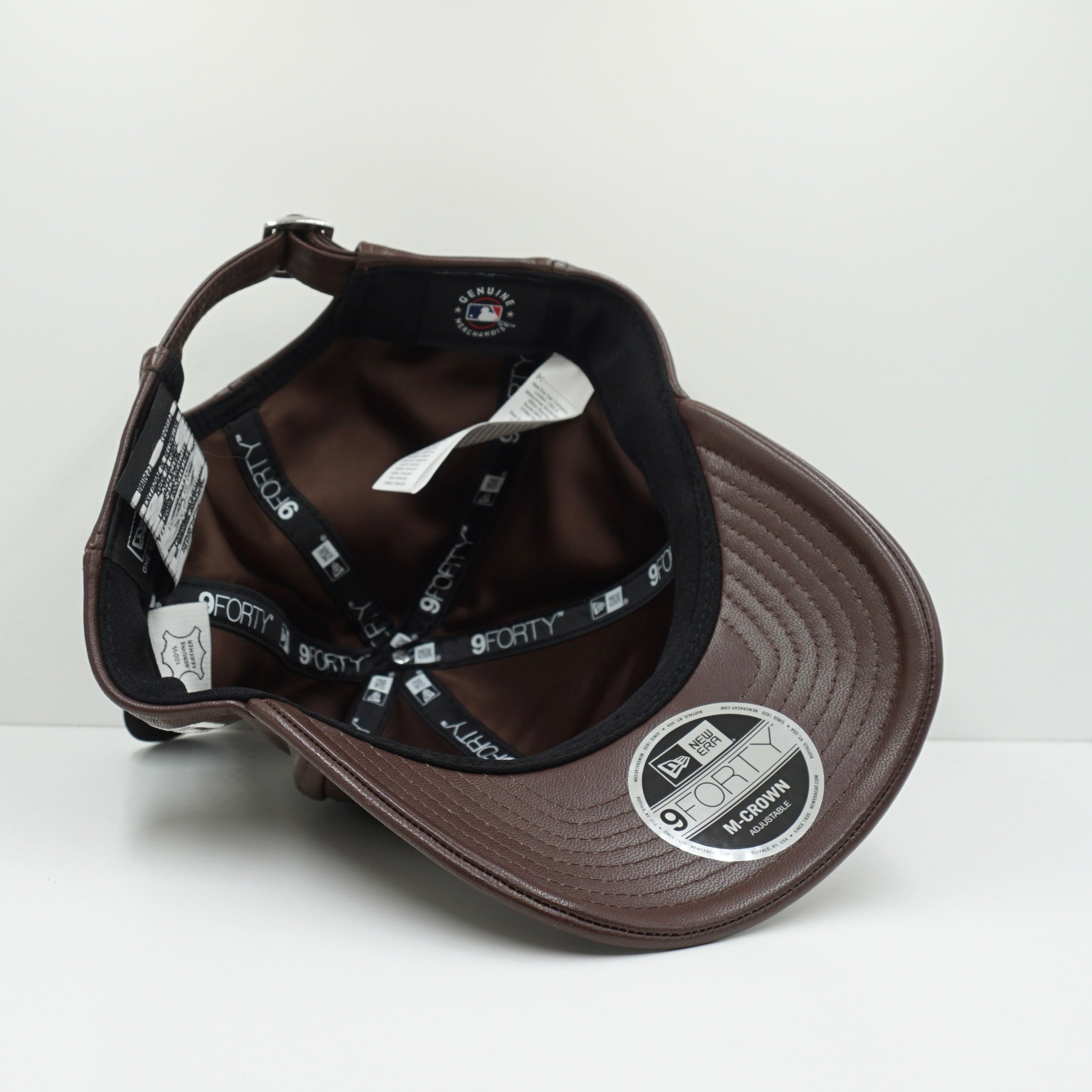 New Era New York Yankees White Logo Brown Leather M-Crown Adjustable Cap