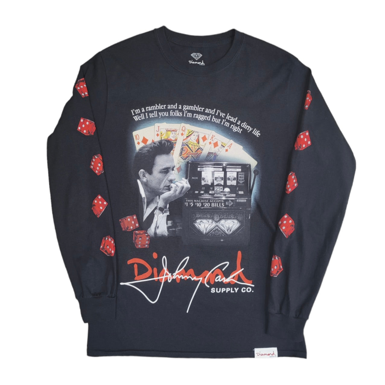 Diamond Supply Co x Johnny Cash Poker Face Long Sleeve Tshirt