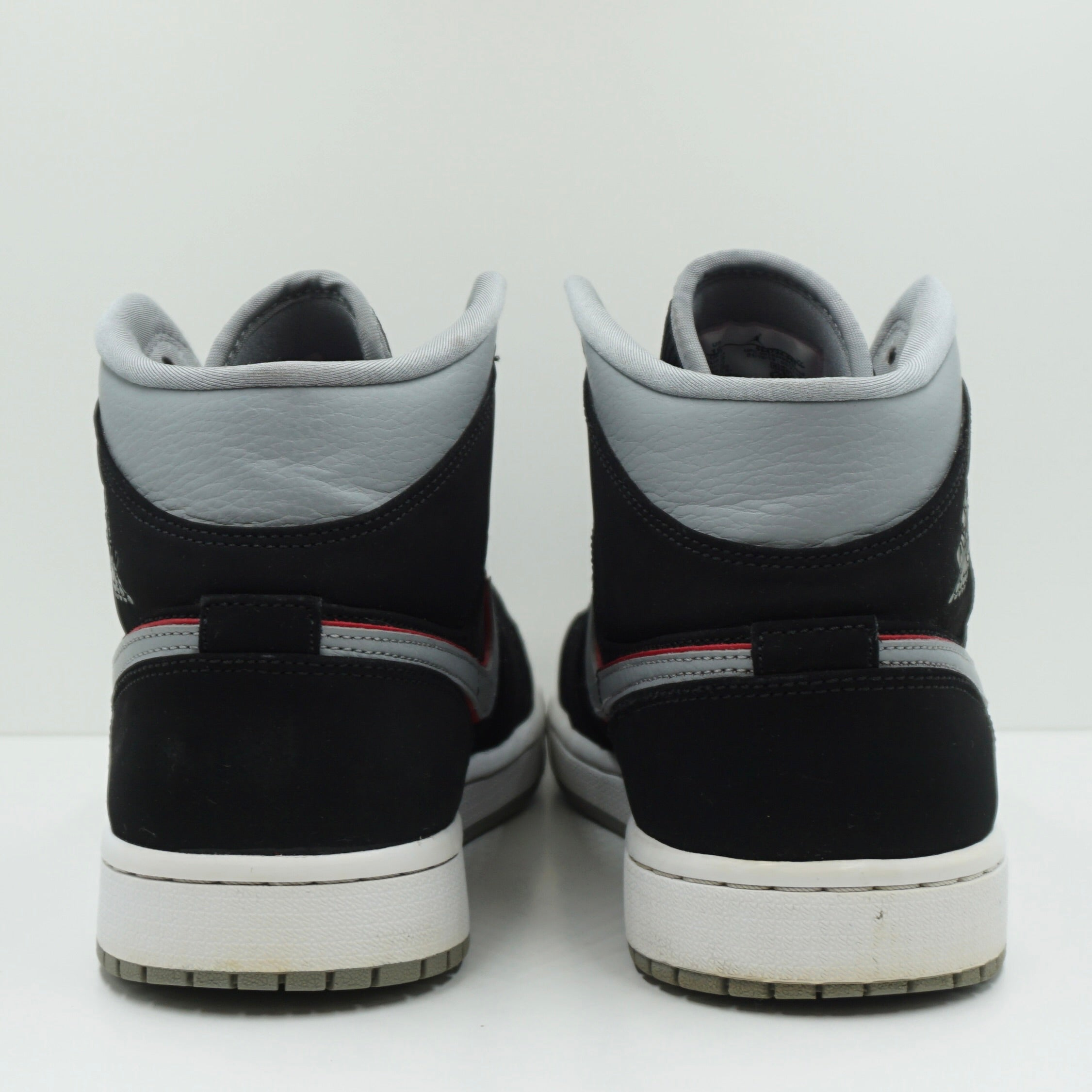 Jordan 1 Mid Black Particle Grey Gym Red