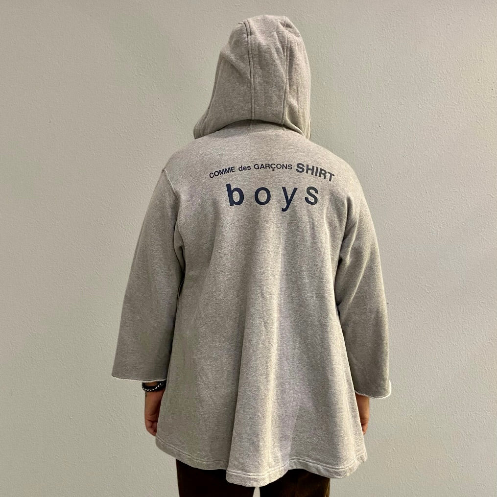 Comme Des Garçons Shirt Boys Grey Oversized Logo Zip Hoodie