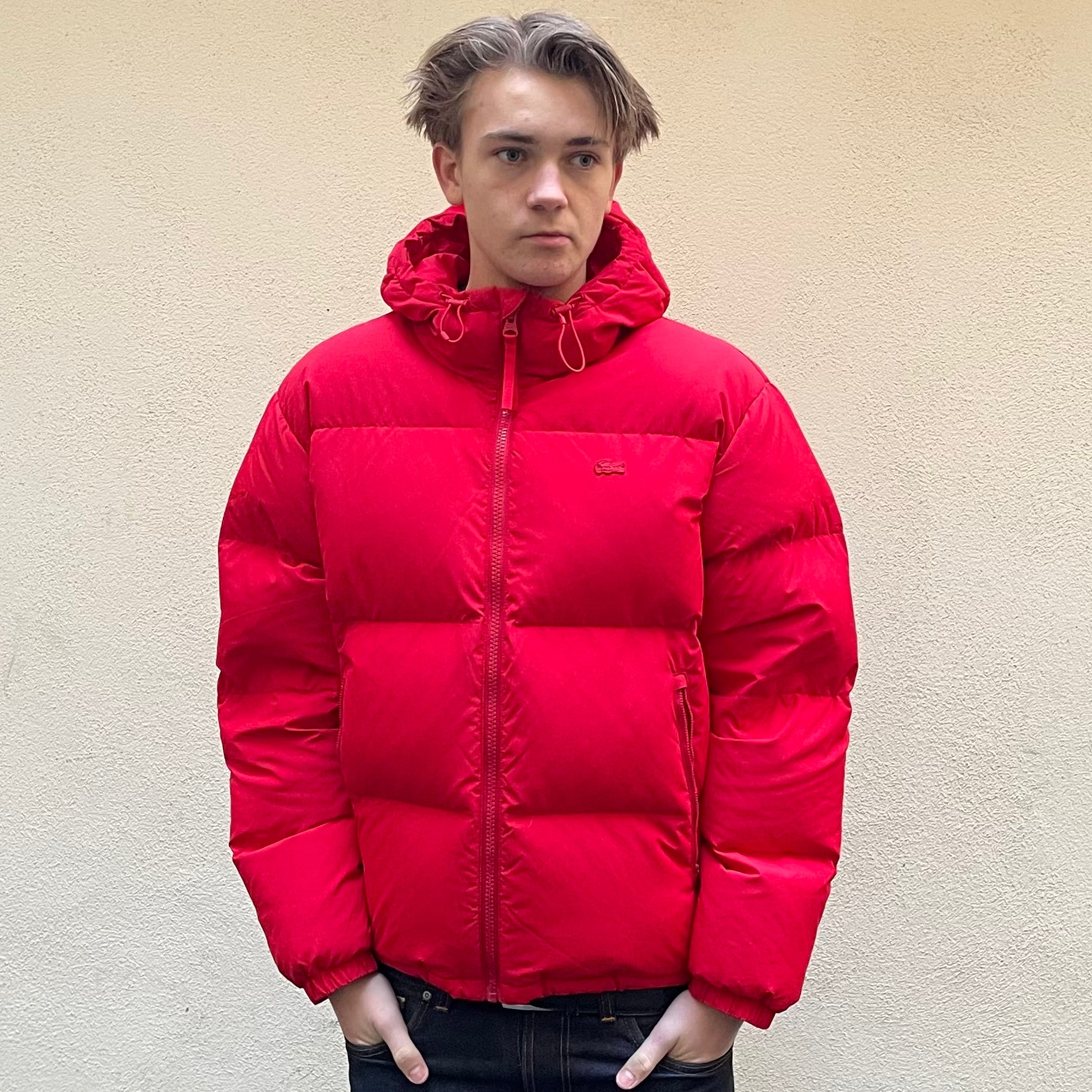 Lacoste Water Repellent Red Down Puffer Jacket