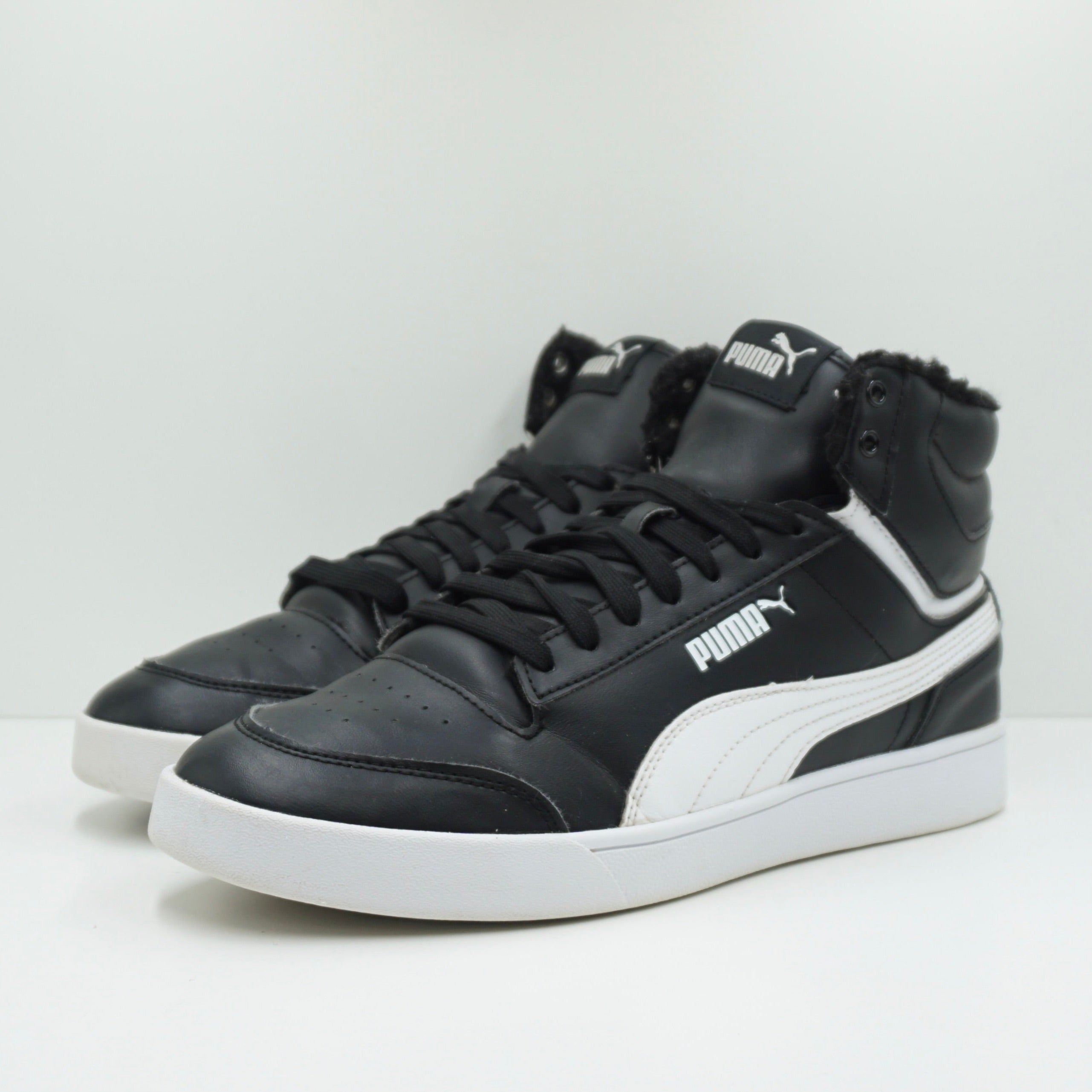 Puma Shuffle Mid Fur White Black