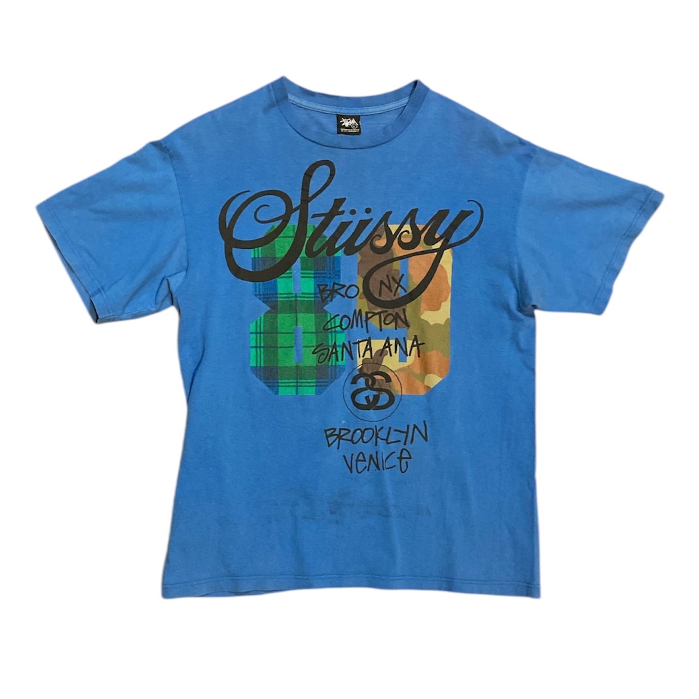 Stussy 84 Patch Work Blue Tshirt