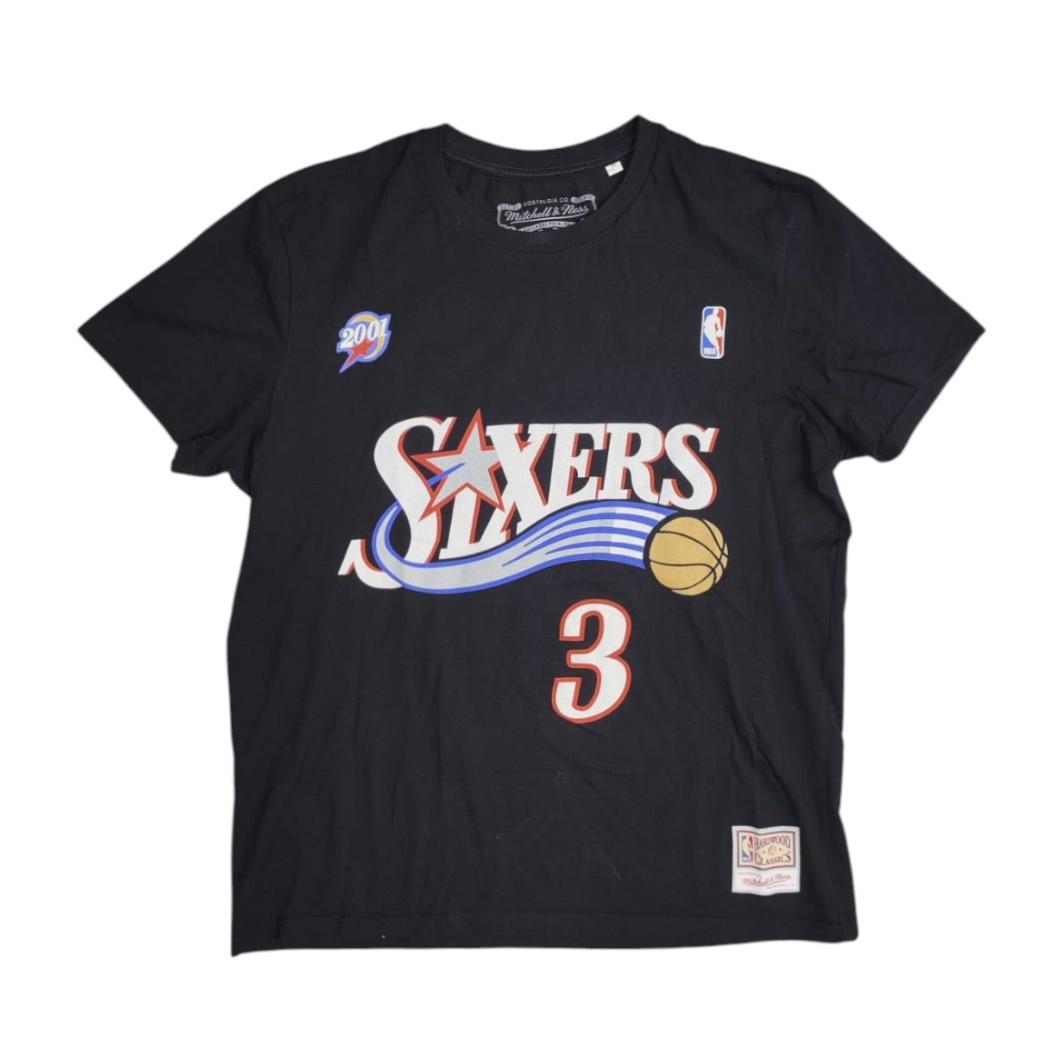 Mitchell & Ness Hardwood Classics Philadelphia Sixers Iverson #3 Black Tshirt