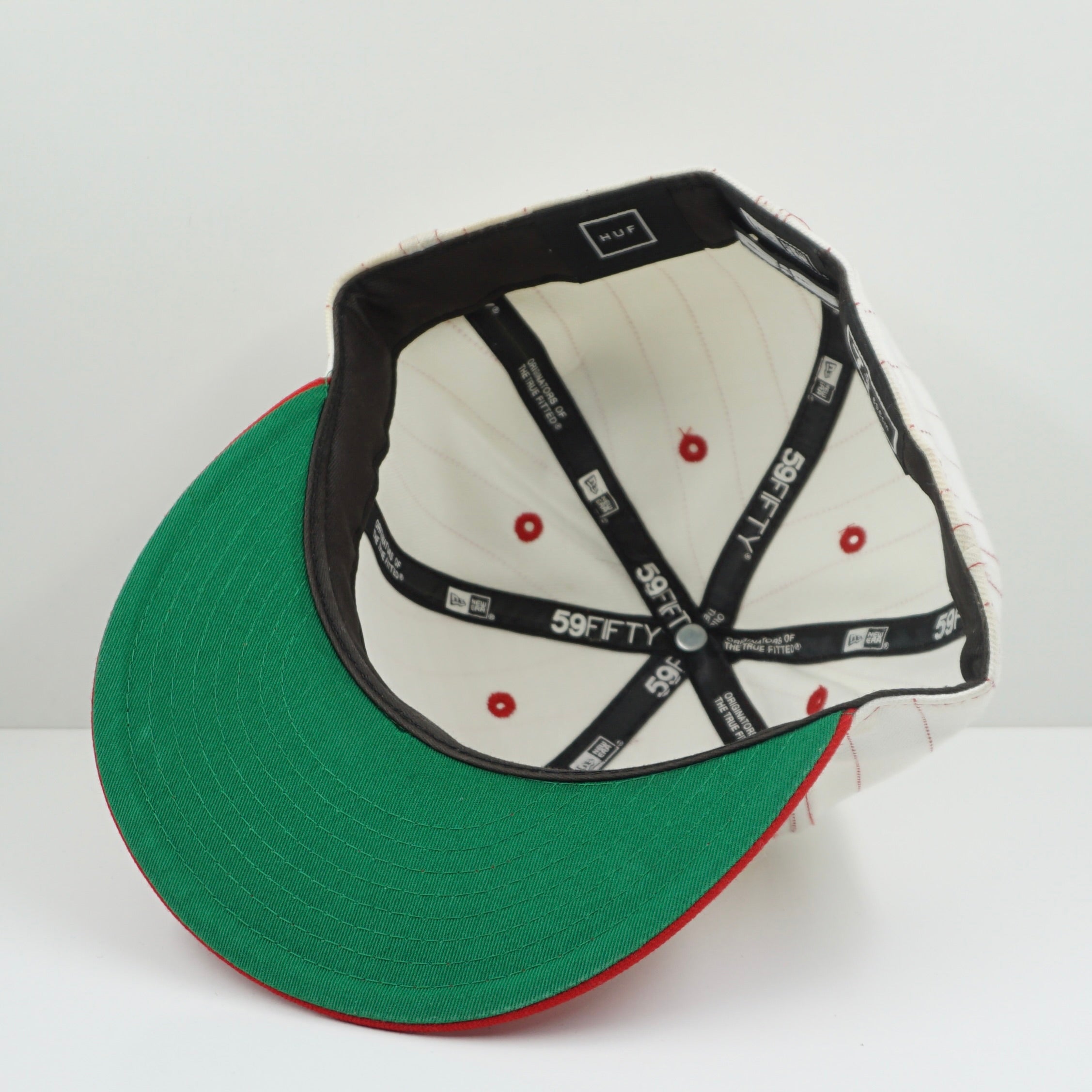 New Era HUF SF Pinstriped Red White Fitted Cap