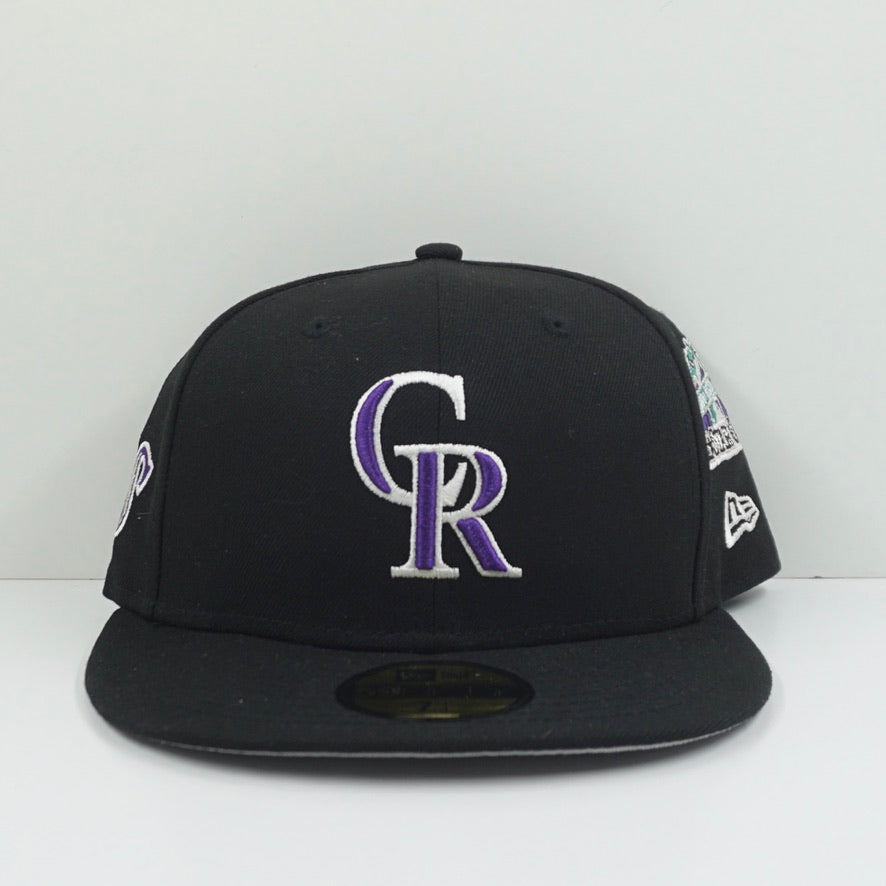 New Era Cooperstown Colorado Rockies Multi Logo Black Purple Fitted Cap