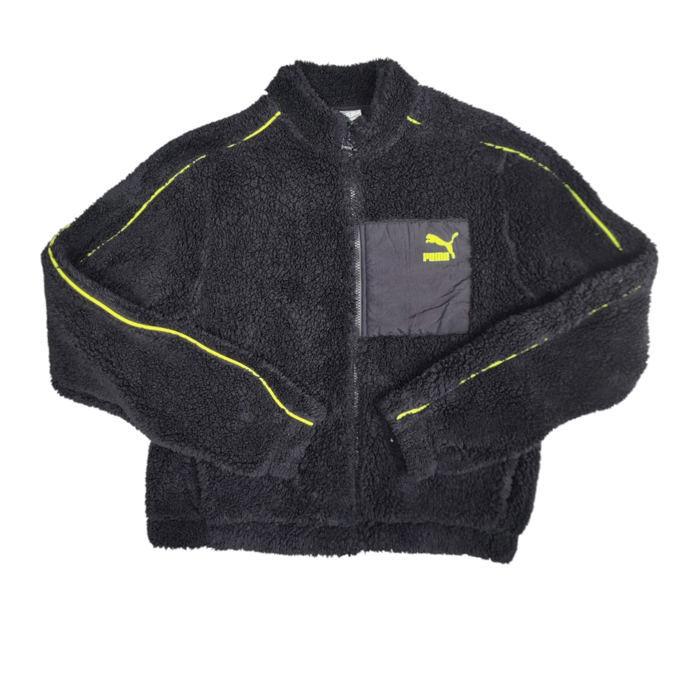 Puma Black Yellow Sherpa Fleece Full Zip Jacket (W)