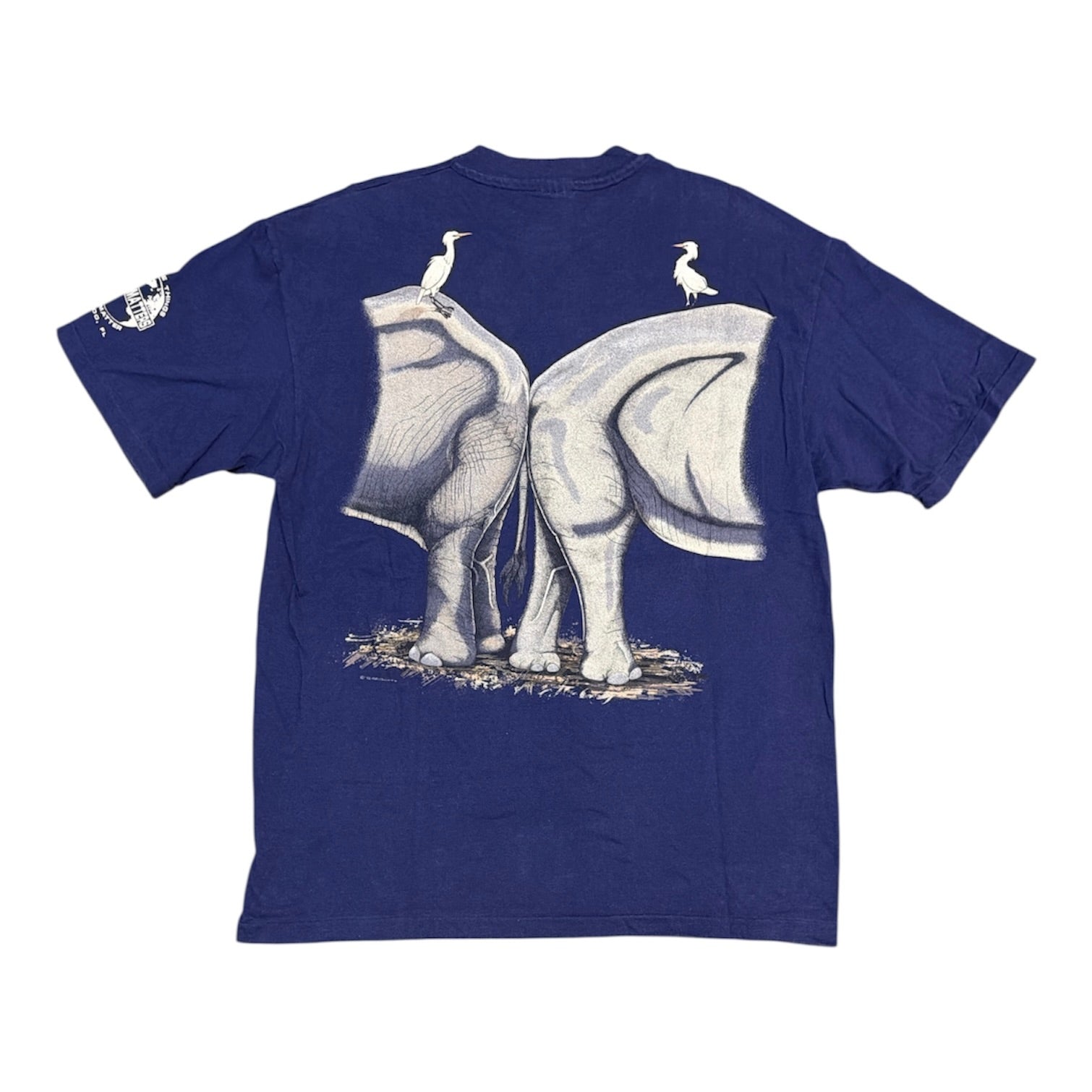 Vintage Hanes Beefy 1992 Elephant Harlequin Nature Navy Tshirt