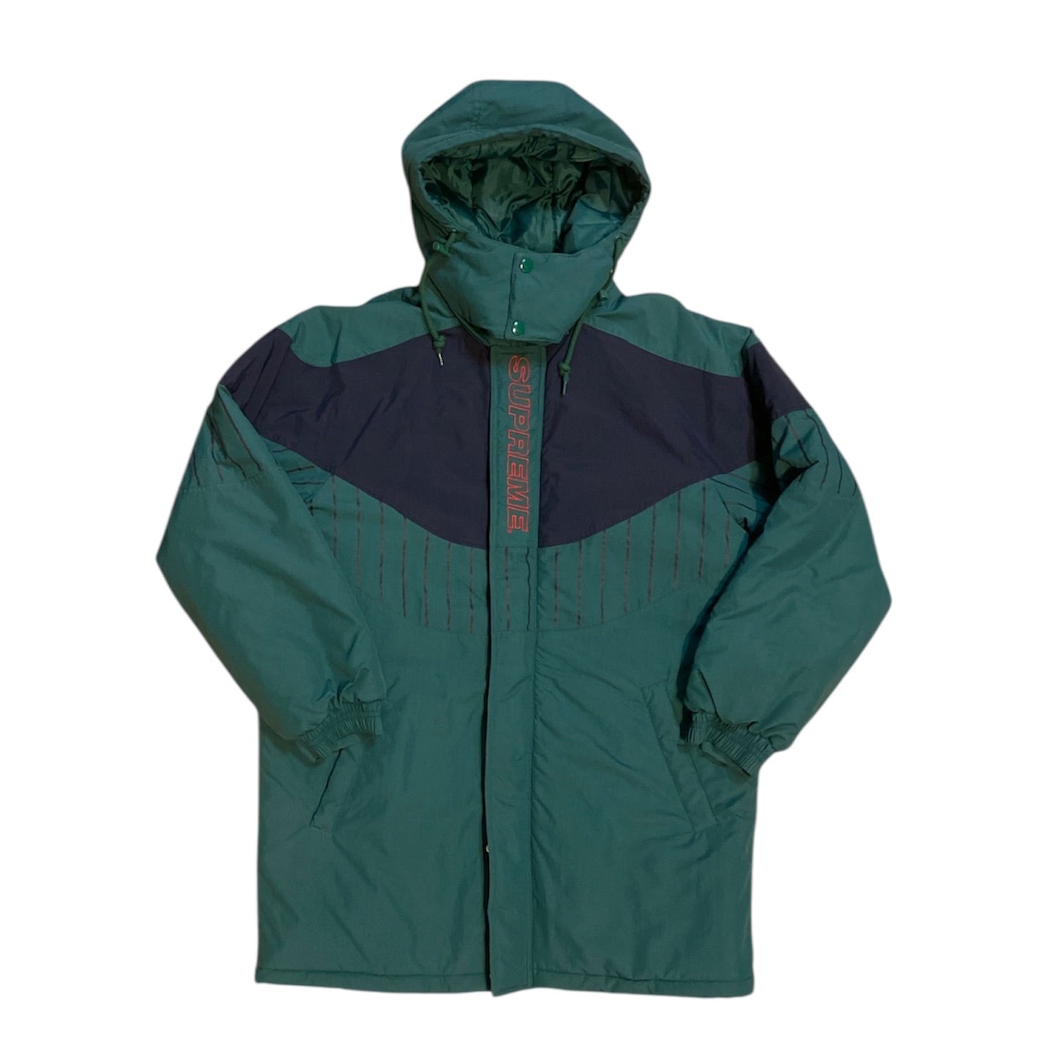Supreme FW19 Pinstripe Panel Sports Parka Green