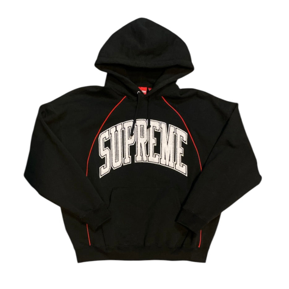 Supreme SS23 Boxy Piping Arc Hooded Sweatshirt Black