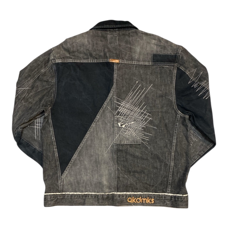 Vintage Akademiks Patchwork Sitching Black Denim Jacket