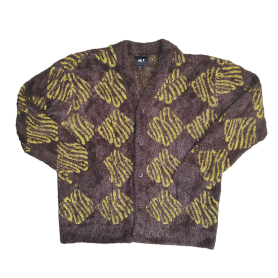 HUF Brown Yellow Knitted Cardigan