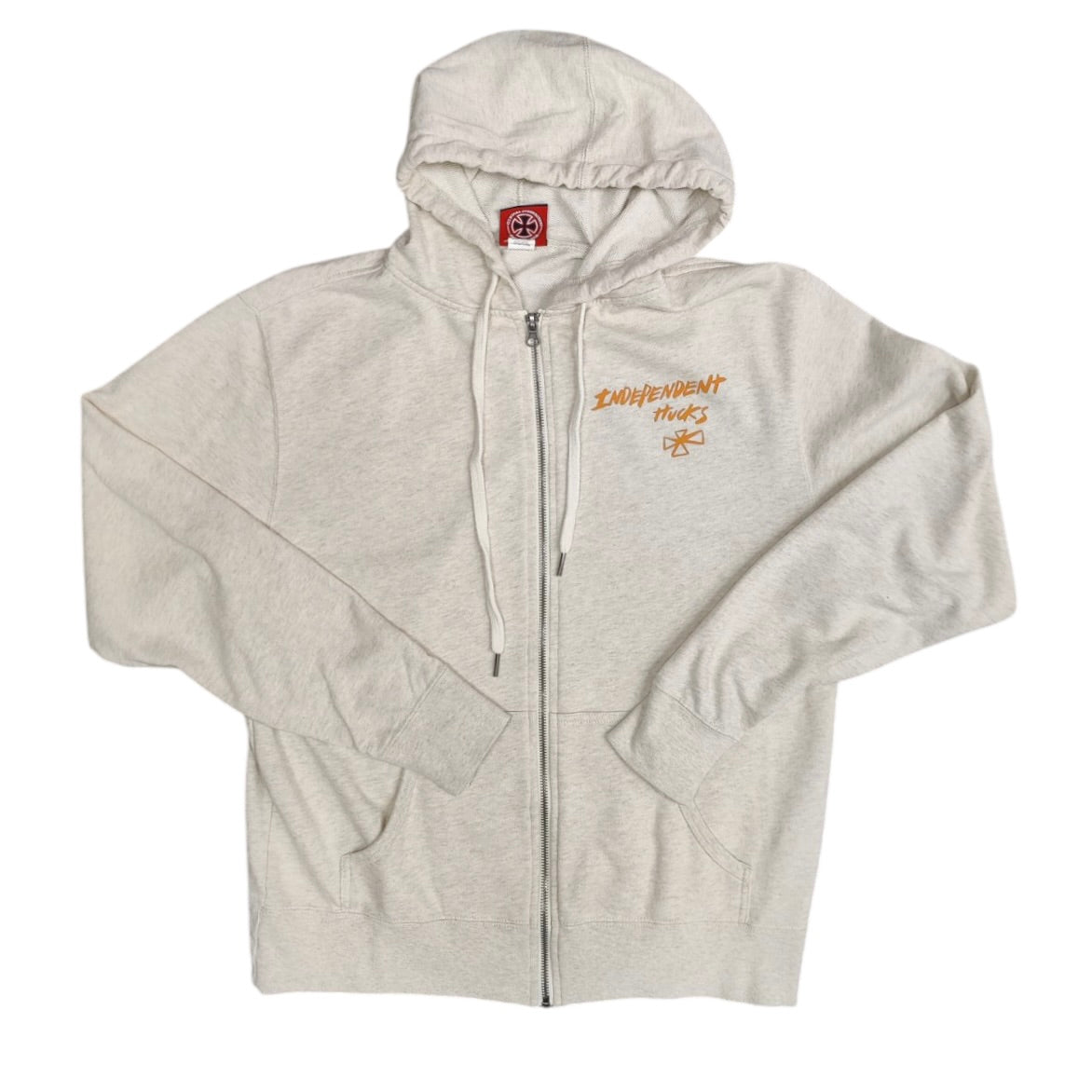 Independent Trucker Co Beige Orange Full Zip Hoodie