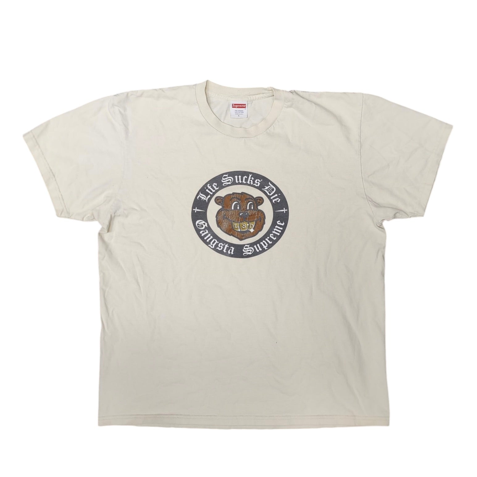 Supreme FW18 Life Sucks Die Natural Tshirt