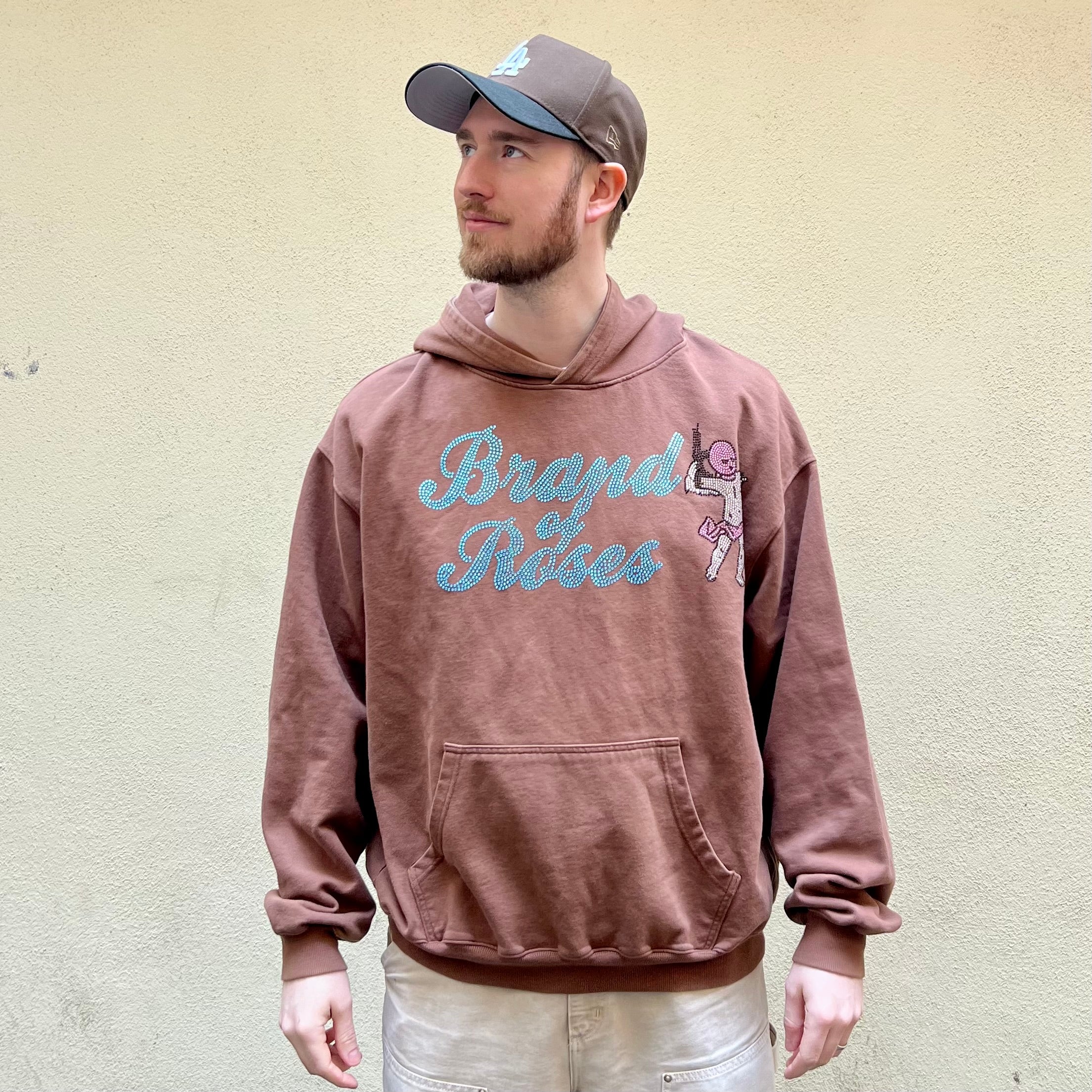 Brand Of Roses Rhinestone Brown Hoodie
