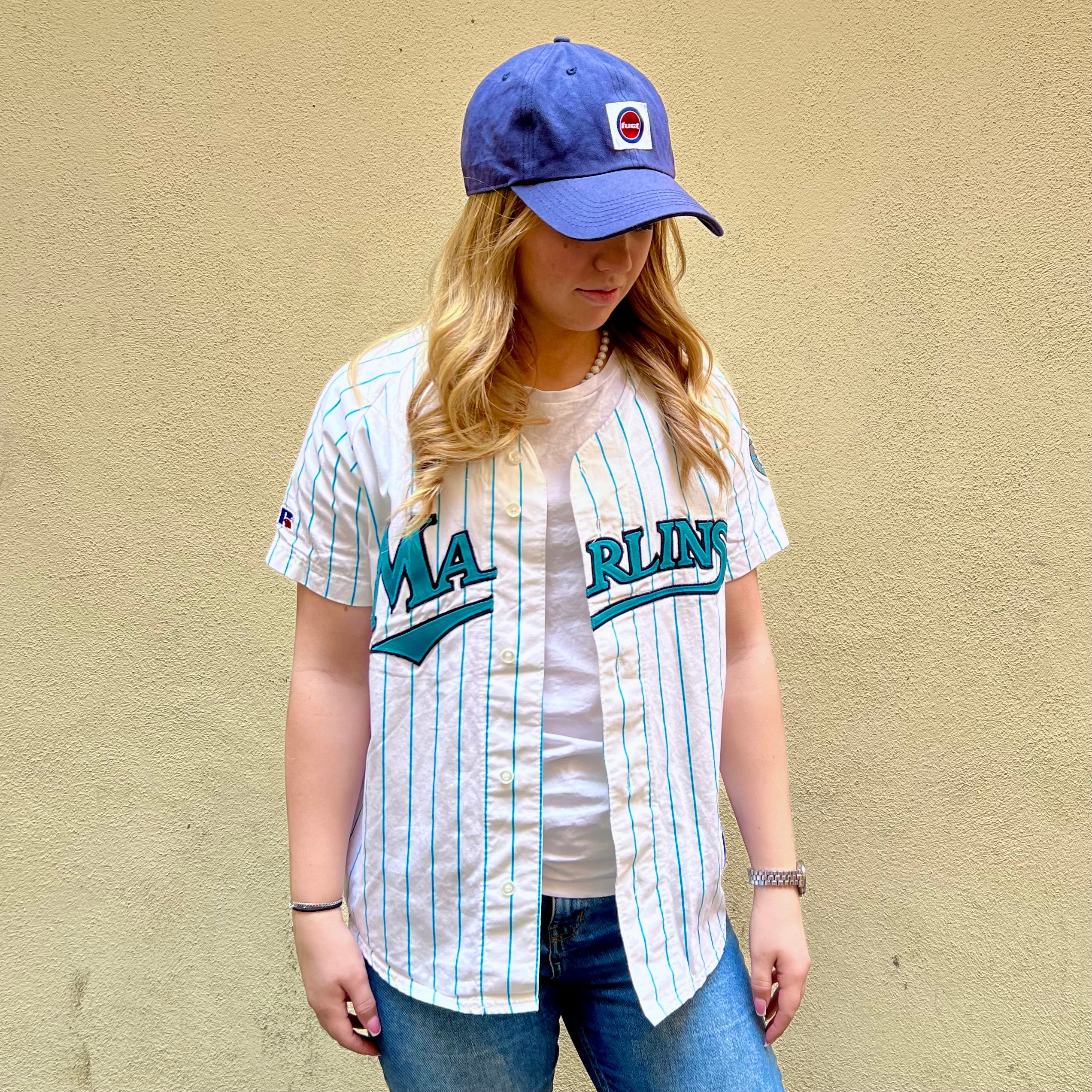 Russel Athletic Florida Marlins Striped Baseball Jersey (Youth)