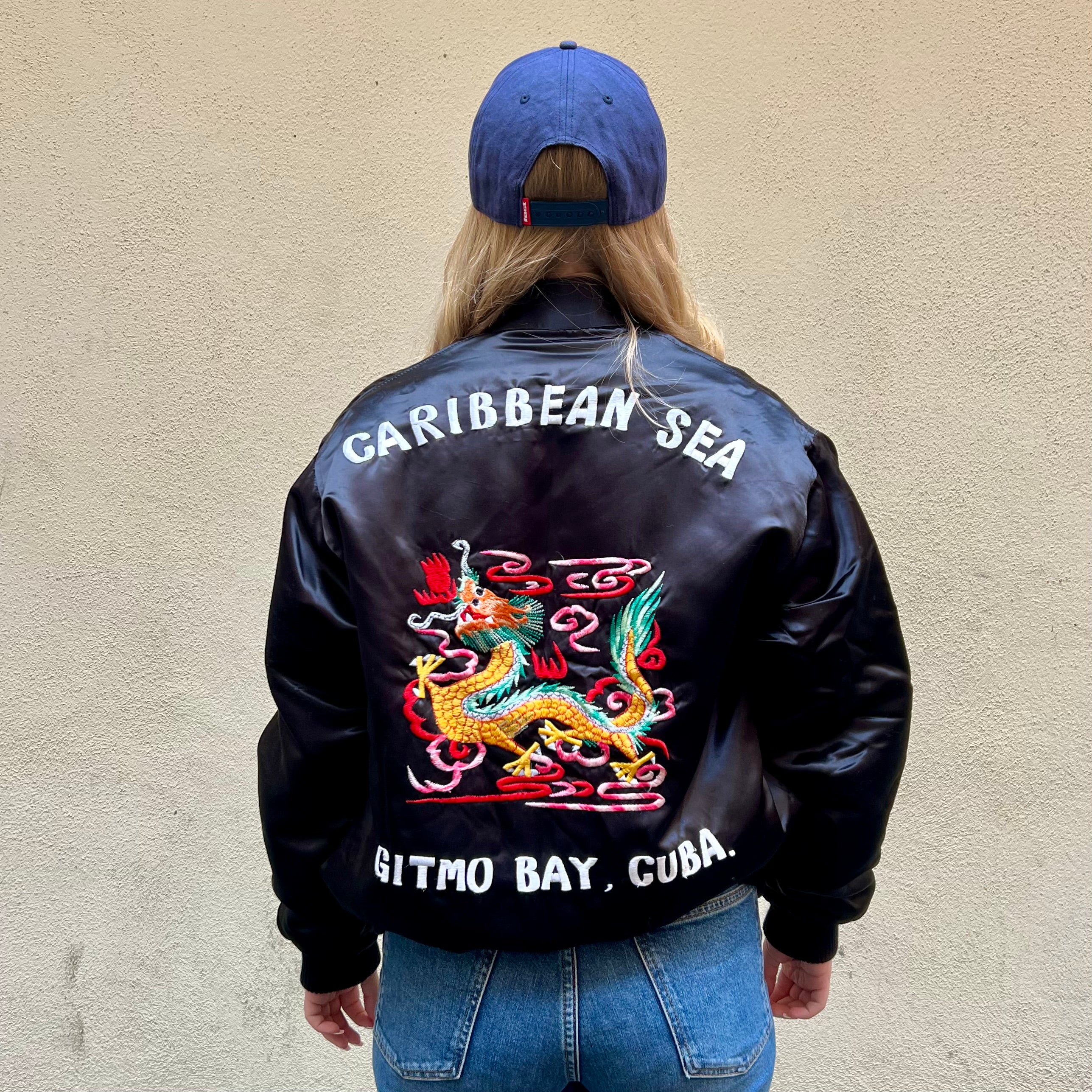 Caribbean Sea Black Satin Jacket
