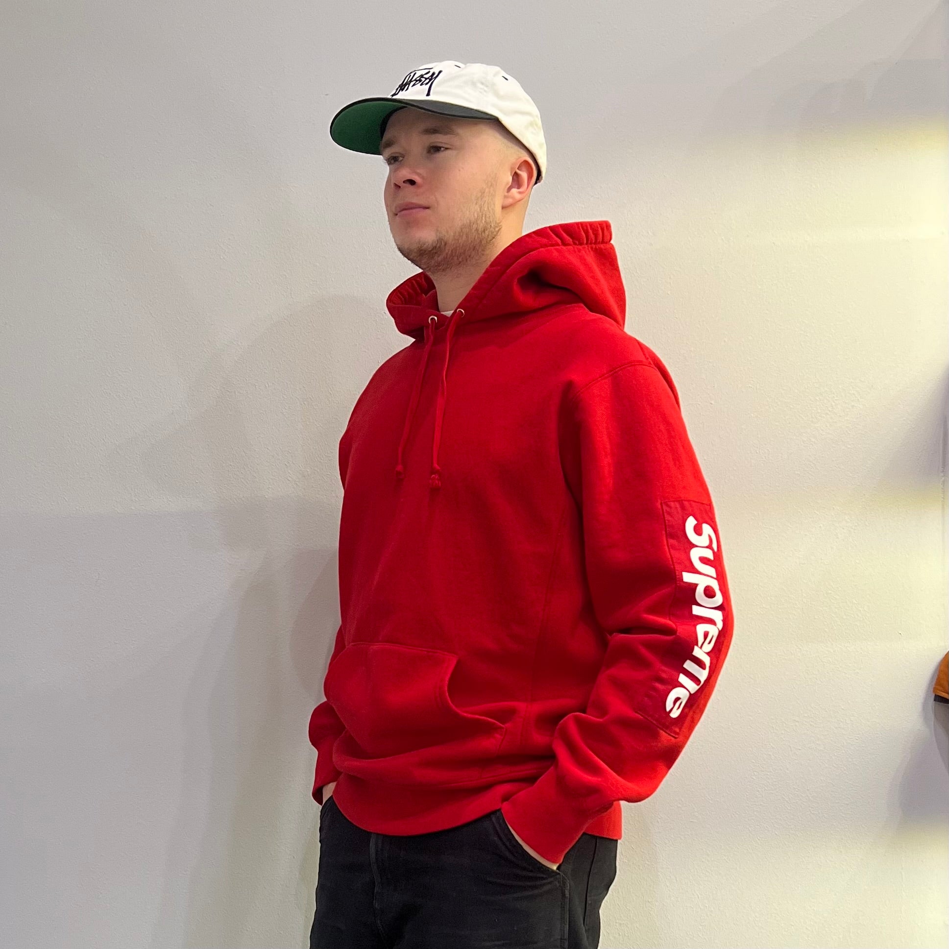 Supreme Sleeve Patch Red Hoodie