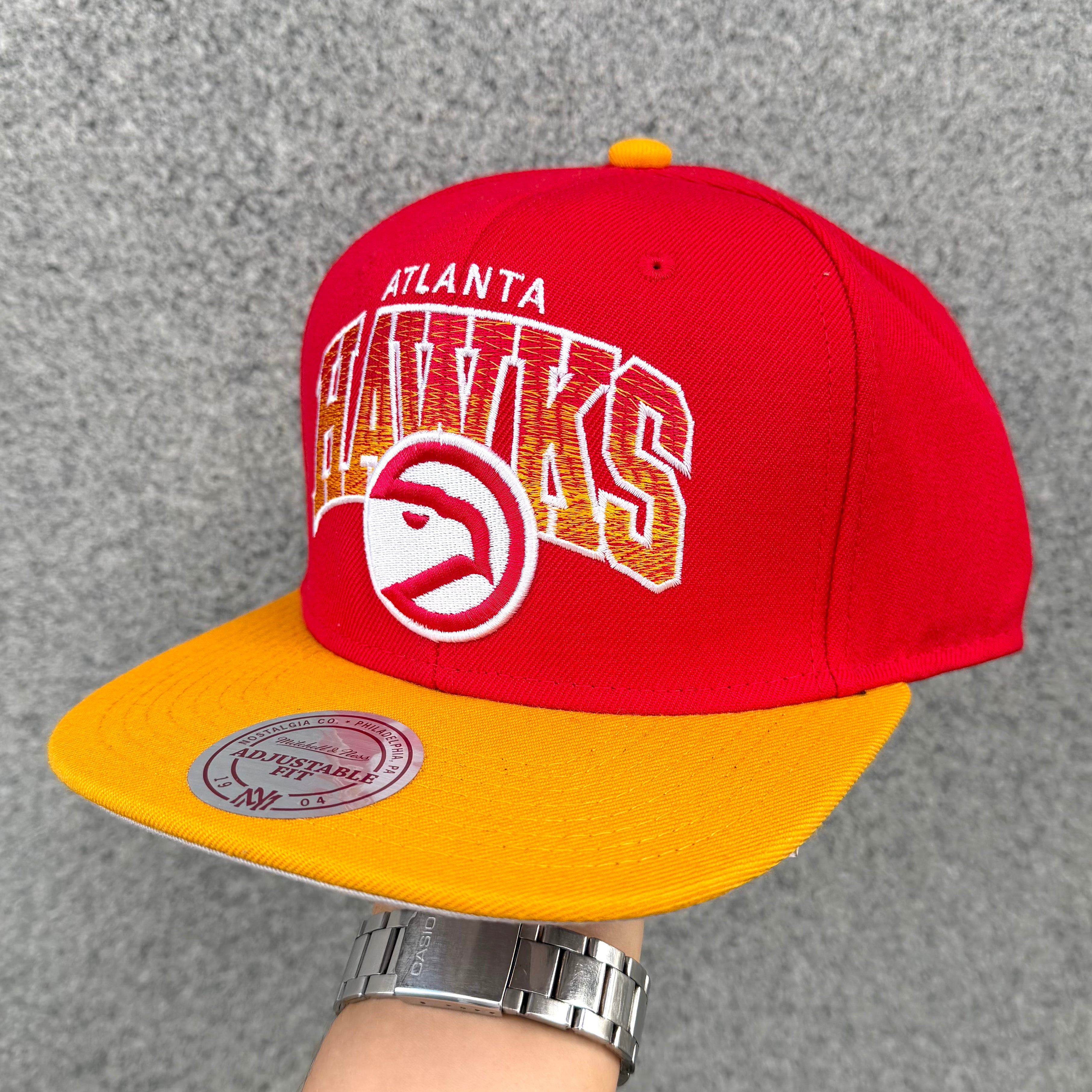 Mitchell & Ness Atlanta Hawks Red Yellow Snapback Cap