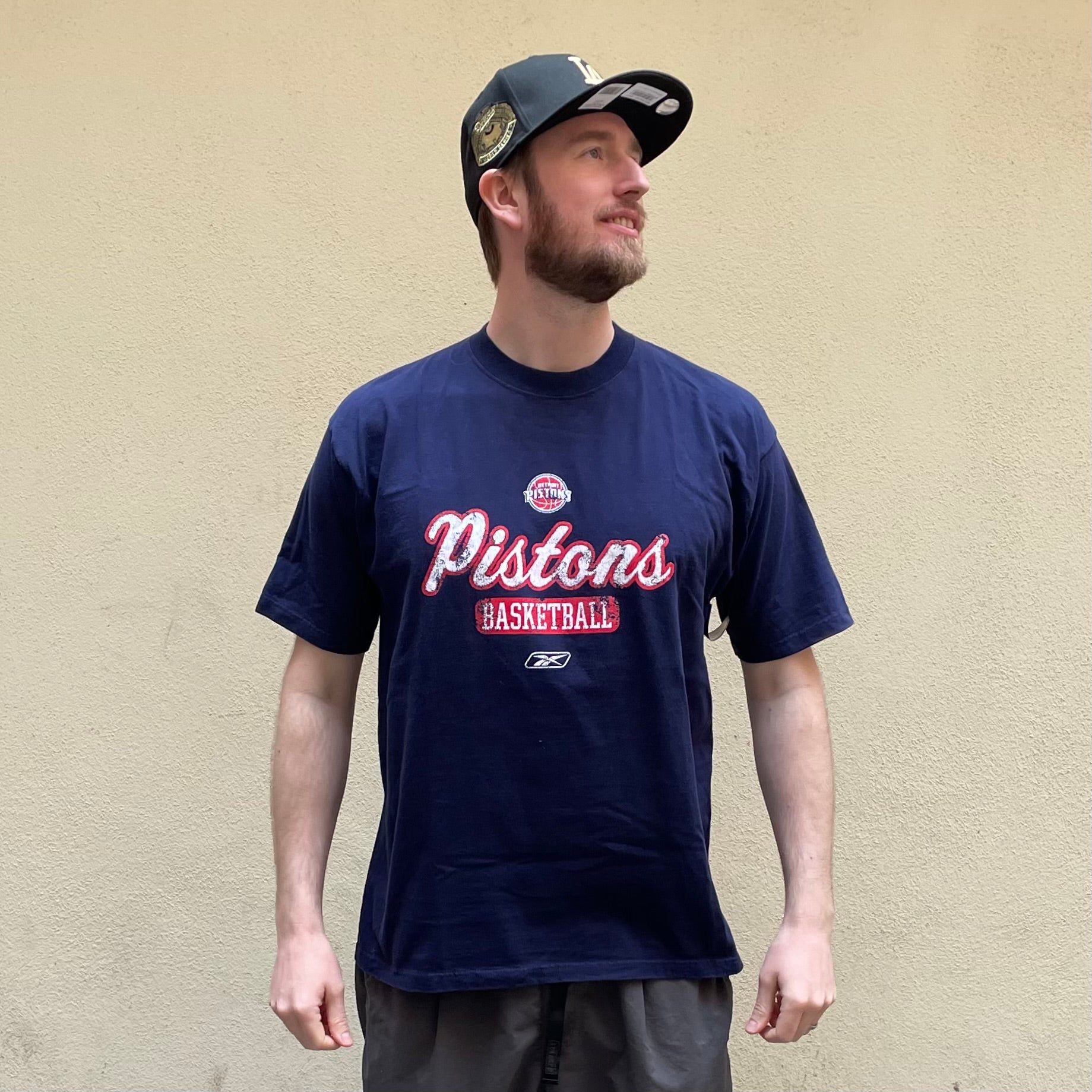 Reebok Detroit Pistons Basketball Navy Tshirt