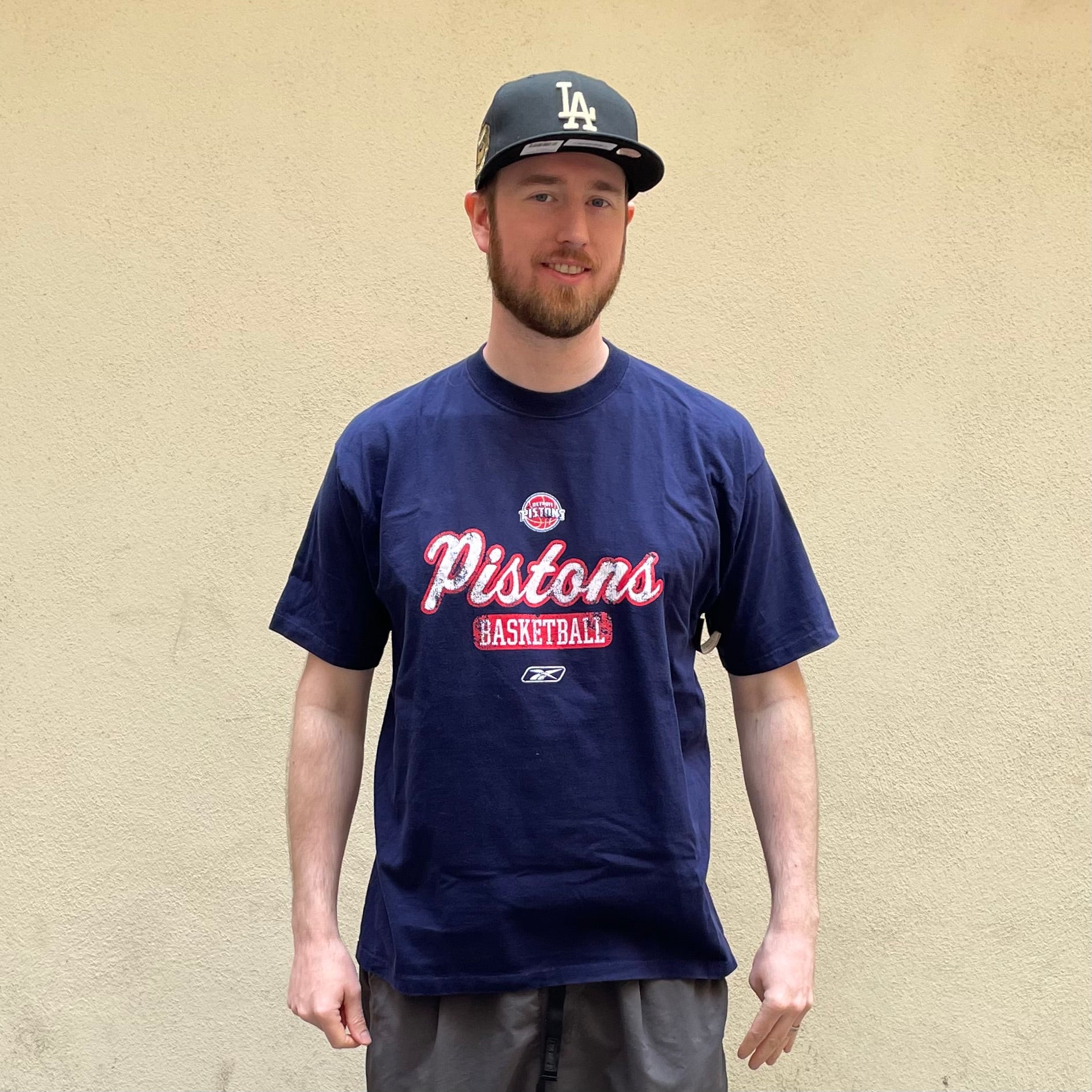Reebok Detroit Pistons Basketball Navy Tshirt