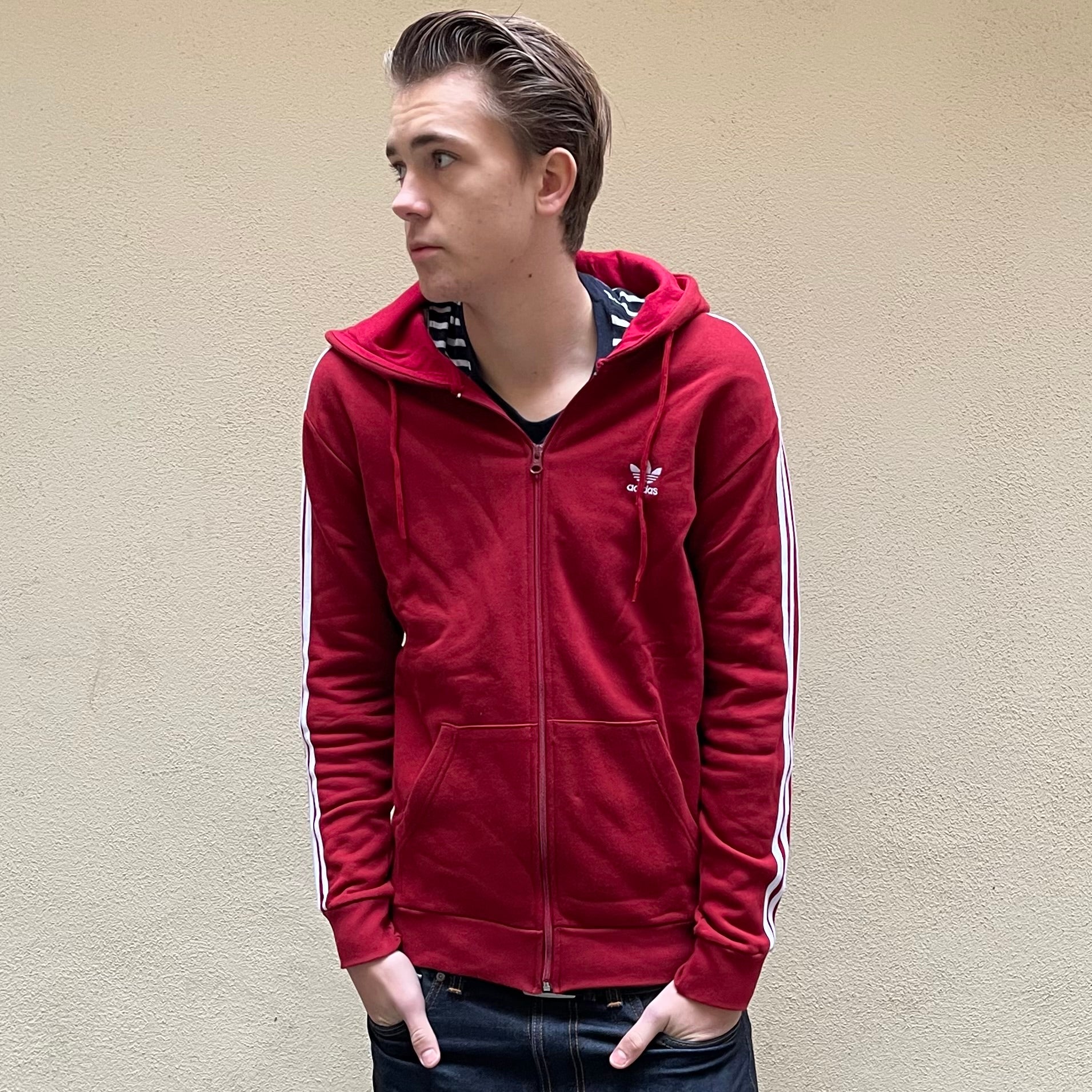 Adidas Trefoil Red Full Zip Hoodie