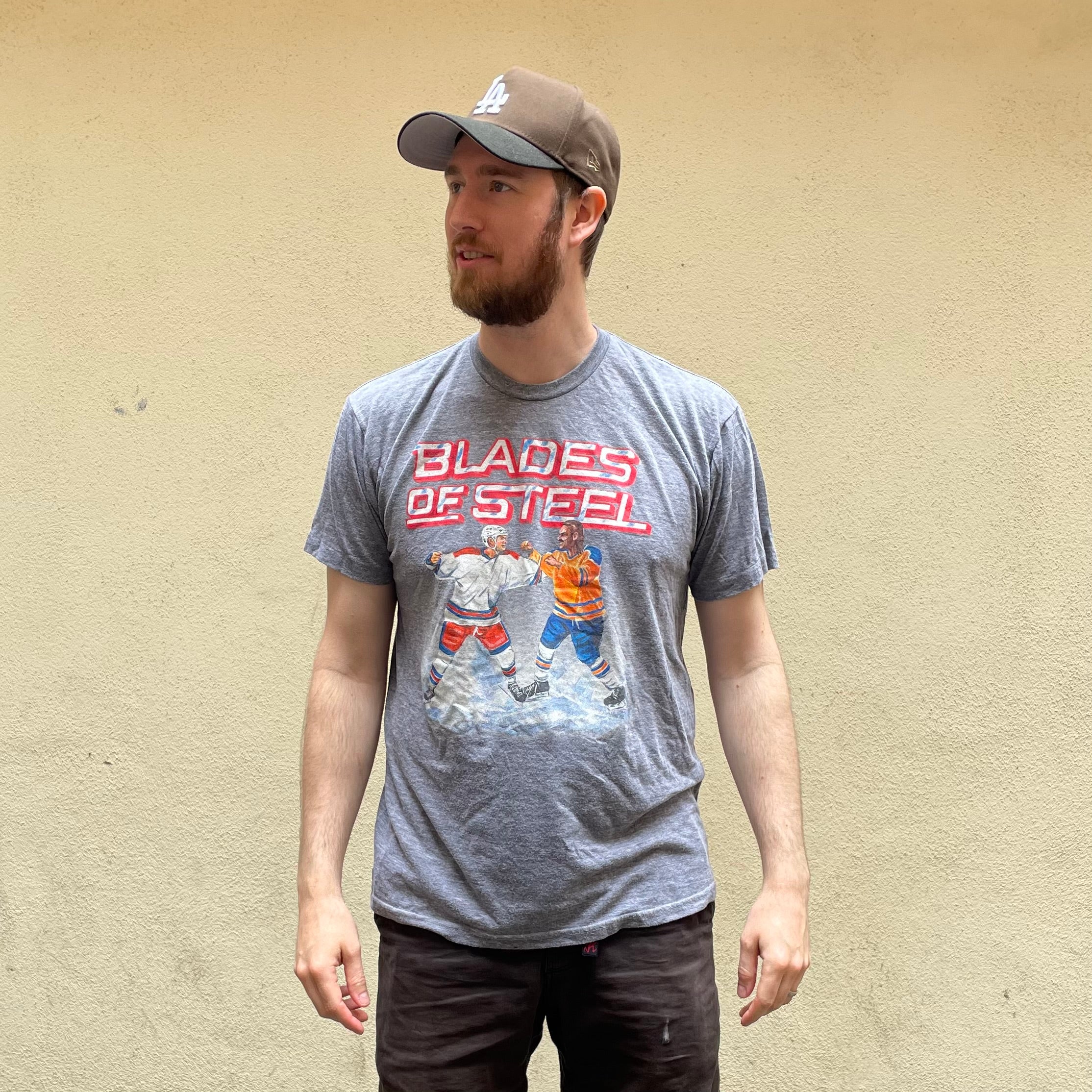 Blades Of Steel Grey Hockey Tshirt