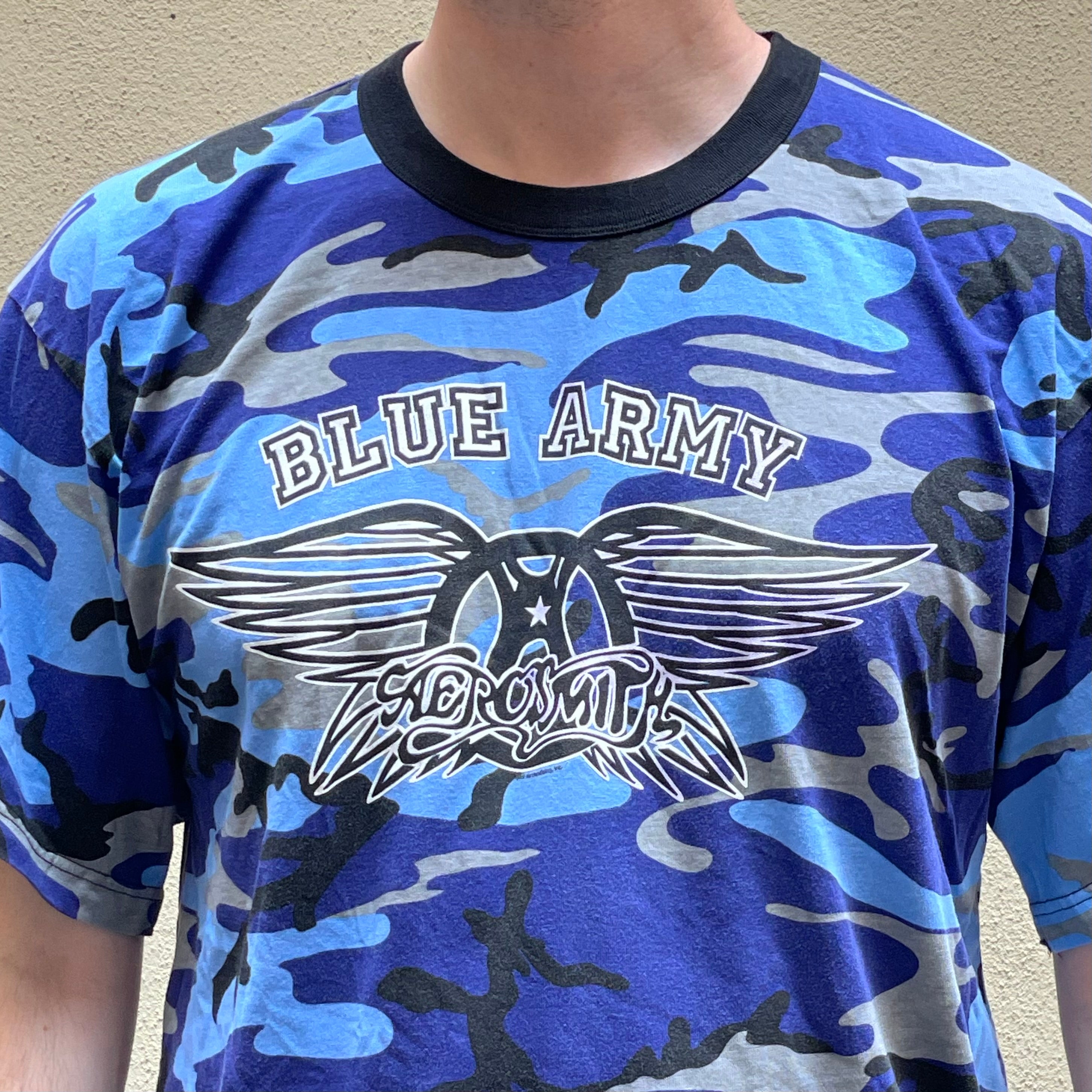 Aerosmith Blue Army Blue Camo Tshirt