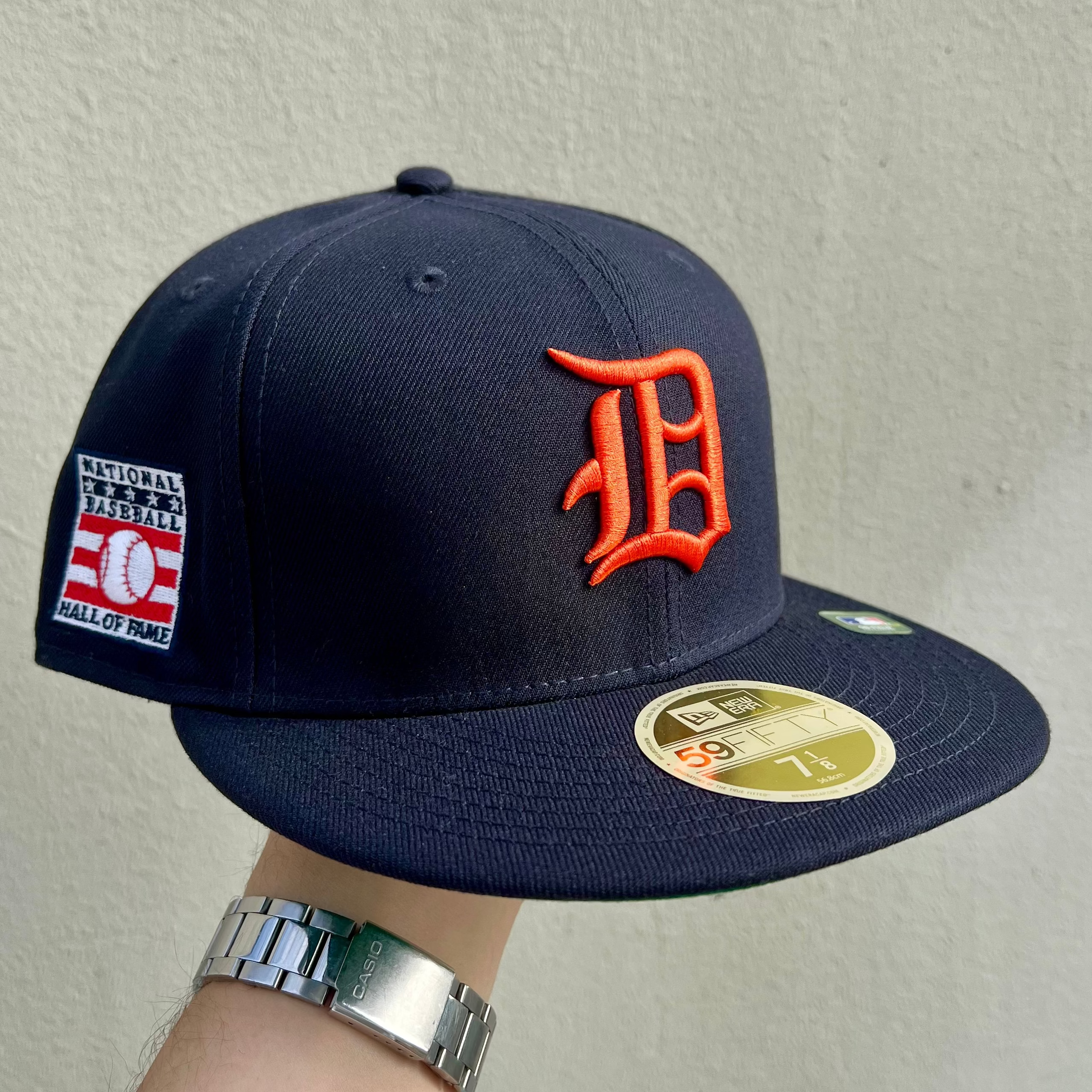 New Era Cooperstown Detroit Tigers Hall Of Fame Navy Orange Fitted Cap
