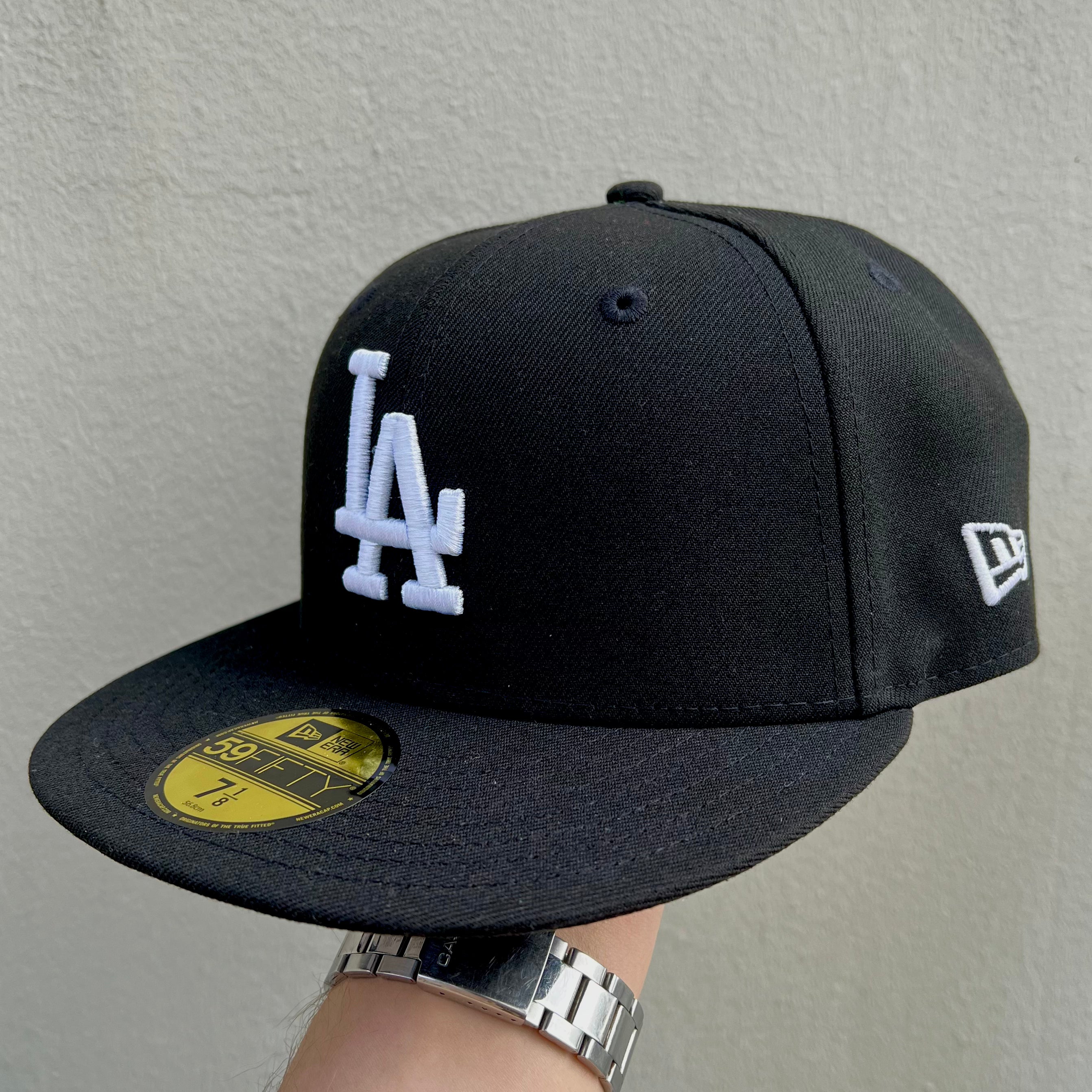 New Era Los Angeles Dodgers White Logo Black Fitted Cap